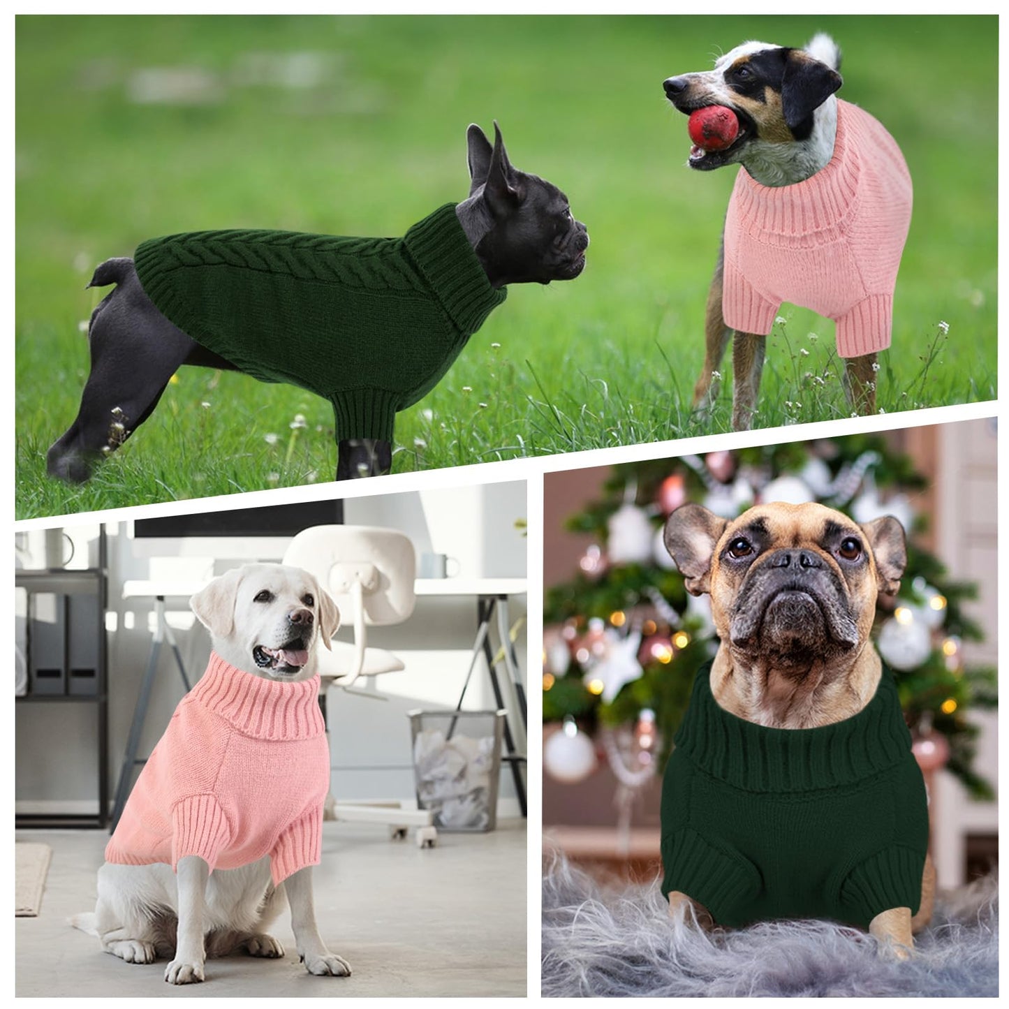 Abrigo Jersey Perro Mediano,Suéter para Perros Gato Cálido Ropa de Invierno,Abrigo para Mascotas para Bulldog Frances,Chihuahua,Teckel, L
