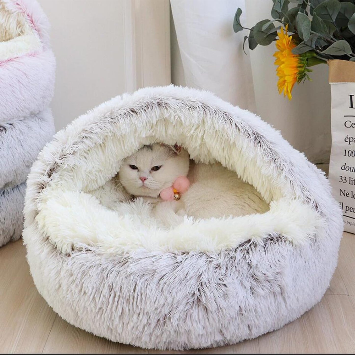 SHJOEE Cama Mullida para Perro en Forma de Concha Cesto de Felpa para Gato Cama para Mascotas de 50 cm Sofá Lavable para Gato Y Perros Medianos Pequeñas Inferior Antideslizante