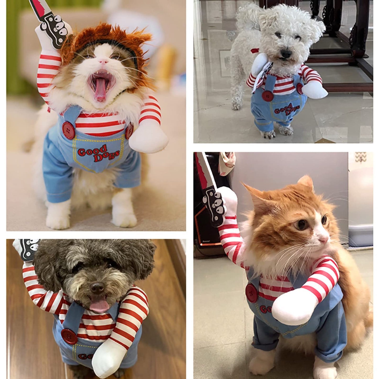 Disfraz Mascota Ropa de Halloween Perro Gato Cosplay Traje de Fiesta Divertida Ropa para Perros para Halloween, Navidad, M
