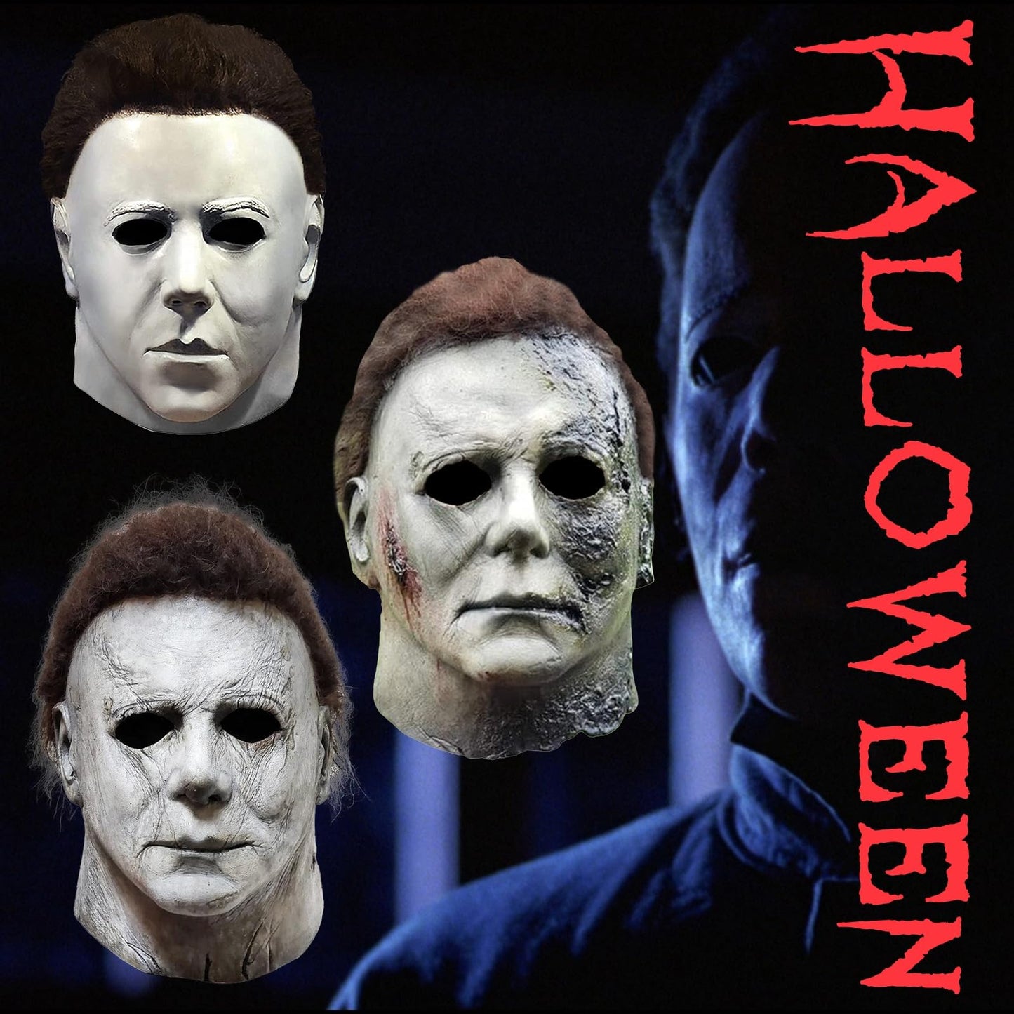 Kseyic Mascara Michael Myers,Halloween Horror Cosplay Costume Props Máscara de Látex de Cabeza Completa (A)