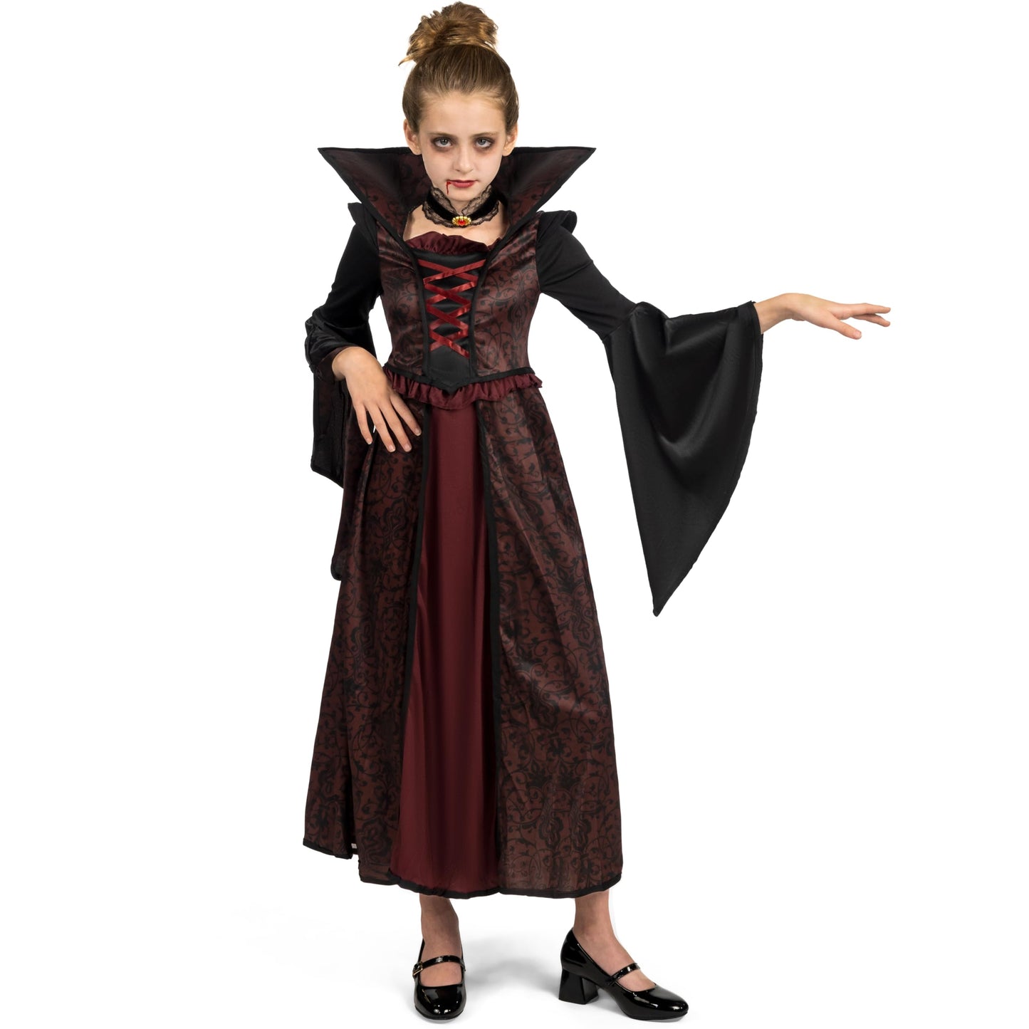 Spooktacular Creations Royal Vampire Costume Set for Girls Halloween Dress Up Party, Role-Playing, Carnival Cosplay, Vampire-Themed Party (Small (5 – 7 yrs))