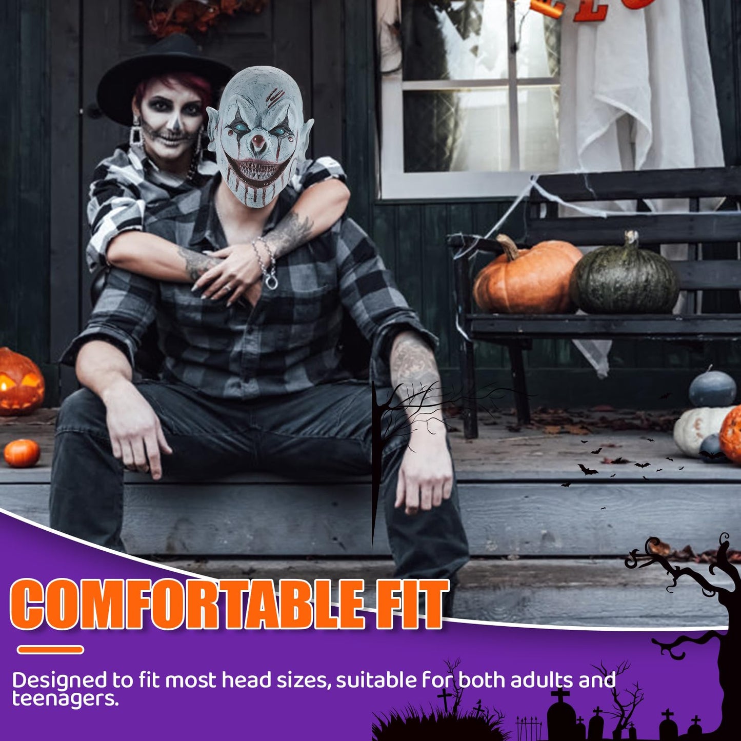Disfraz Máscara de Payaso de Terror para Halloween - Máscara Espeluznante de Látex para Fiesta, Accesorio de Disfraz Aterrador para Adultos y Adolescentes