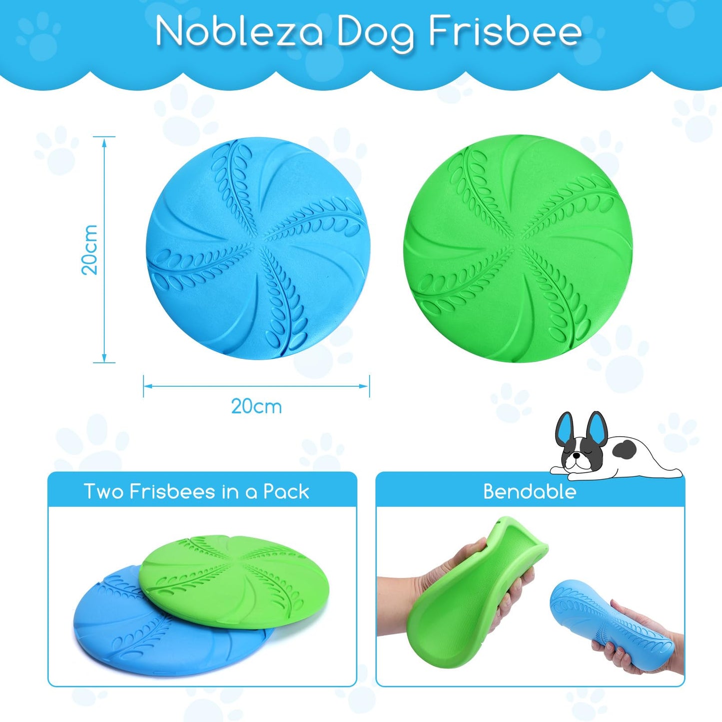 Frisbee Perros, 2 unidad Perros interactivos Frisbee, Juguete de Disco Volador para Perro, Se Utiliza para Ejercitar Deportes al Aire Libre para Perros,Se Puede Utilizar Como Platos para Perro