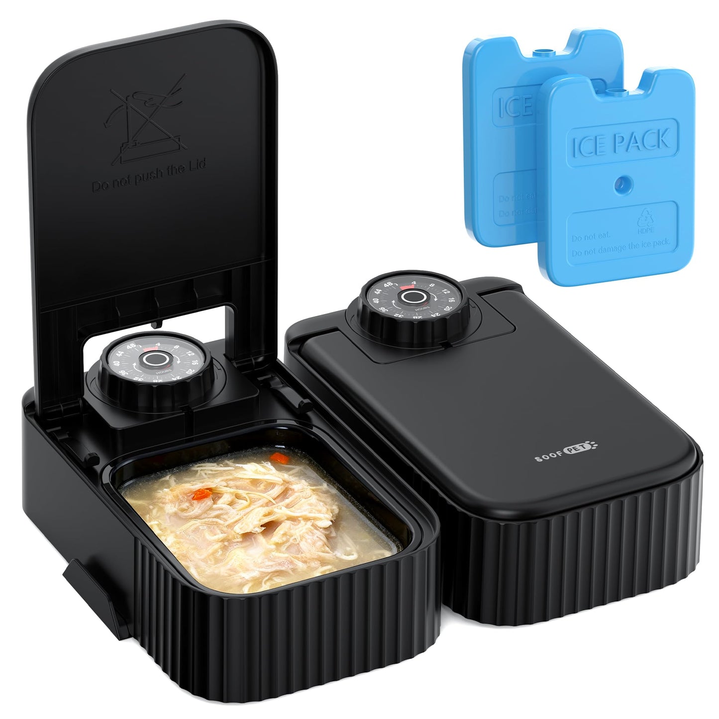 Comedero Gato Automatico Comida Humeda: Dispensador Comida Gatos 48H Programable - Comedero Automatico Perros sin Cable - 350g por Bol - para uso con Alimentos Húmedos y Secos - Negro