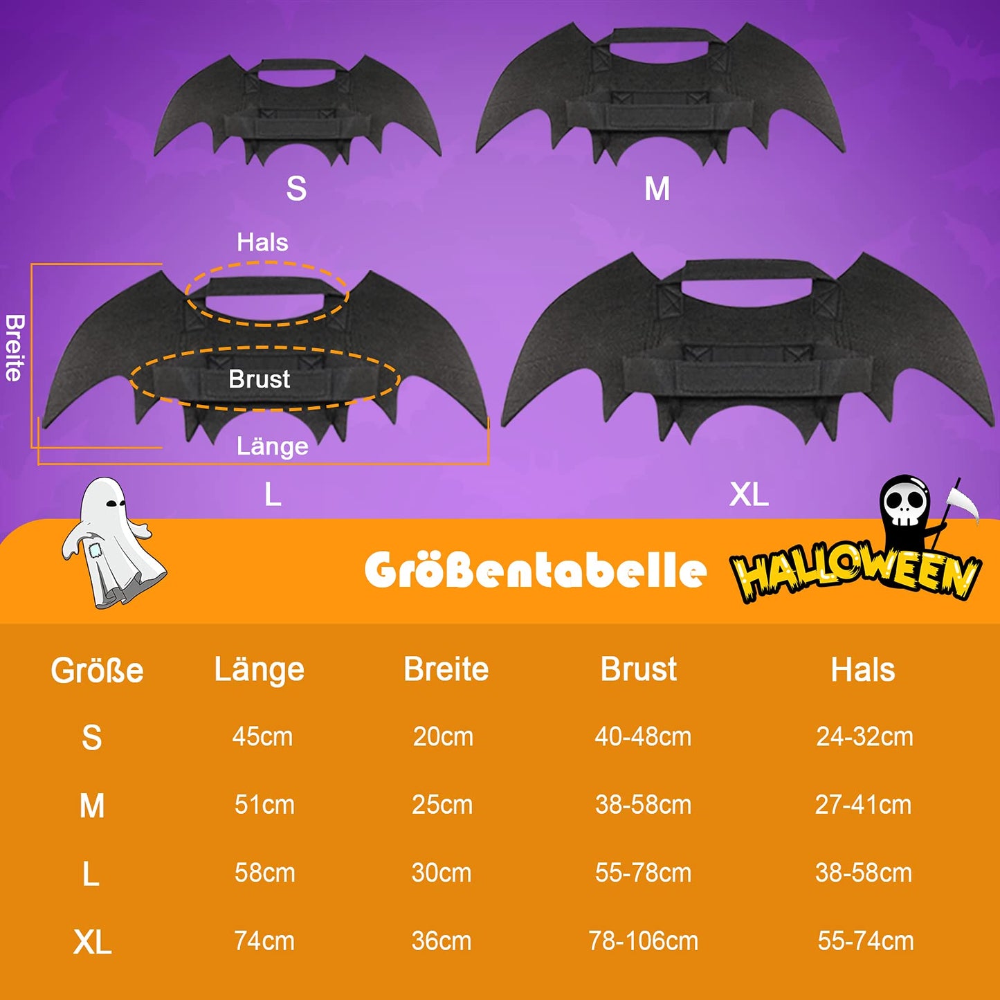 Disfraces de Halloween para Mascotas - Disfraces de Halloween para Mascotas, Disfraz de Mascota de Halloween Cosplay de alas de murciélago Disfraz de Perro para Fiesta