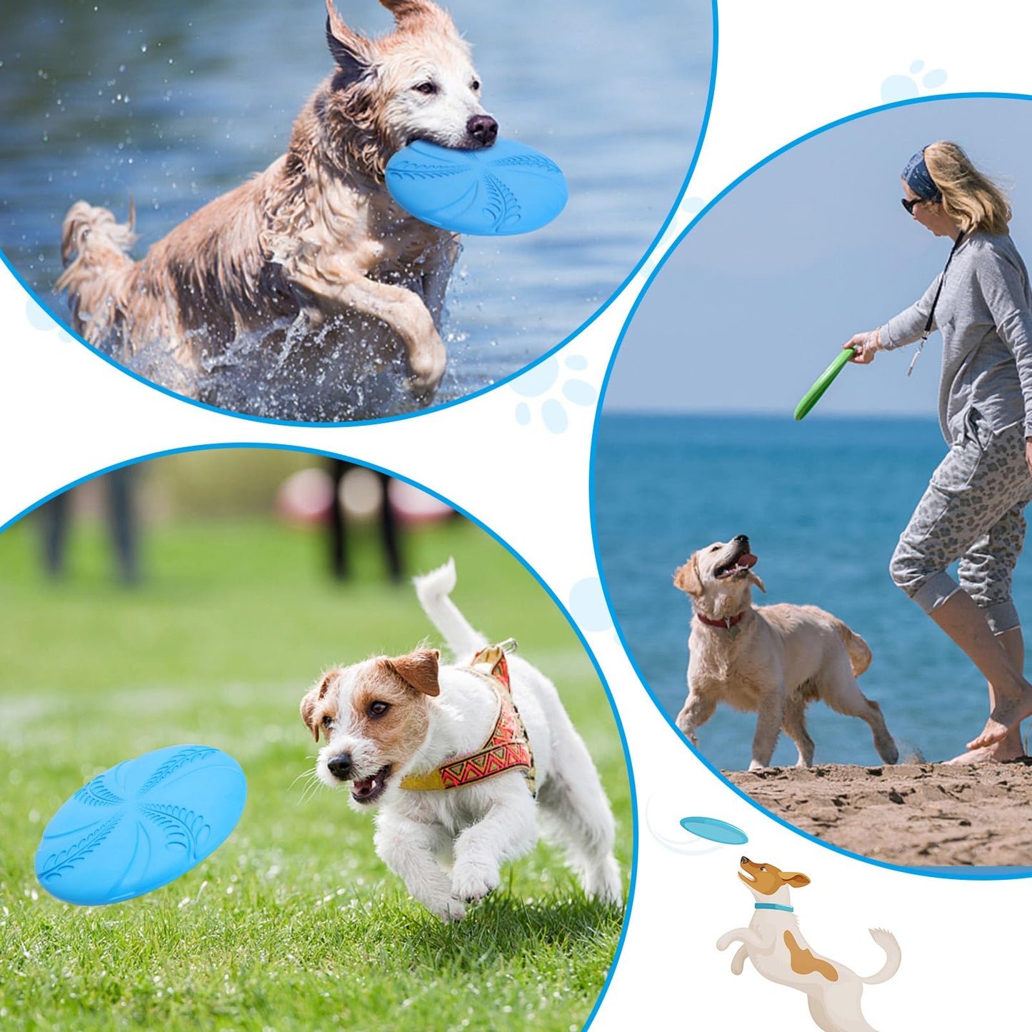 Frisbee Perros, 2 unidad Perros interactivos Frisbee, Juguete de Disco Volador para Perro, Se Utiliza para Ejercitar Deportes al Aire Libre para Perros,Se Puede Utilizar Como Platos para Perro