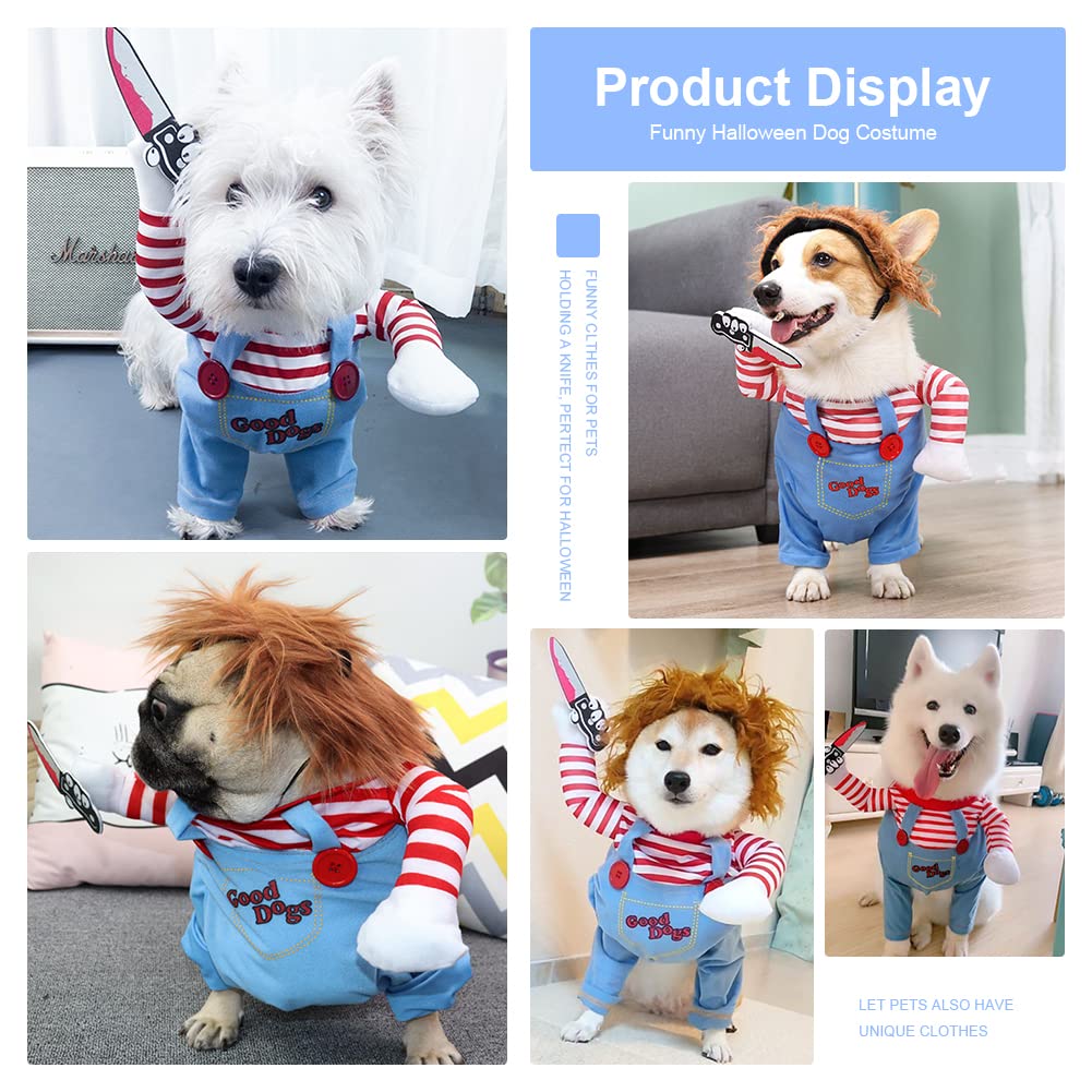Disfraz Mascota Ropa de Halloween Perro Gato Cosplay Traje de Fiesta Divertida Ropa para Perros para Halloween, Navidad, M