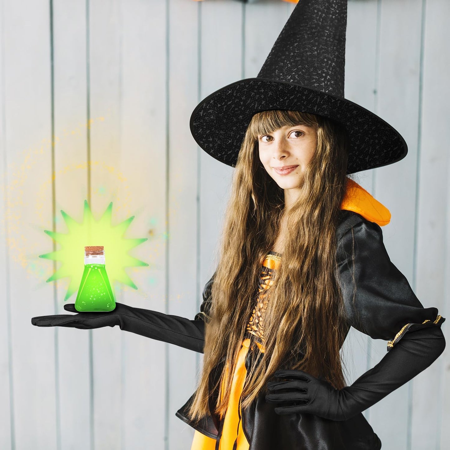 Halloween Disfraz Mujer Sombrero De Bruja Capa 170 cm Escoba Guantes Bruja Para Botella Poción Halloween Disfraz Fiesta Temática Disfraces Diablo Mujer
