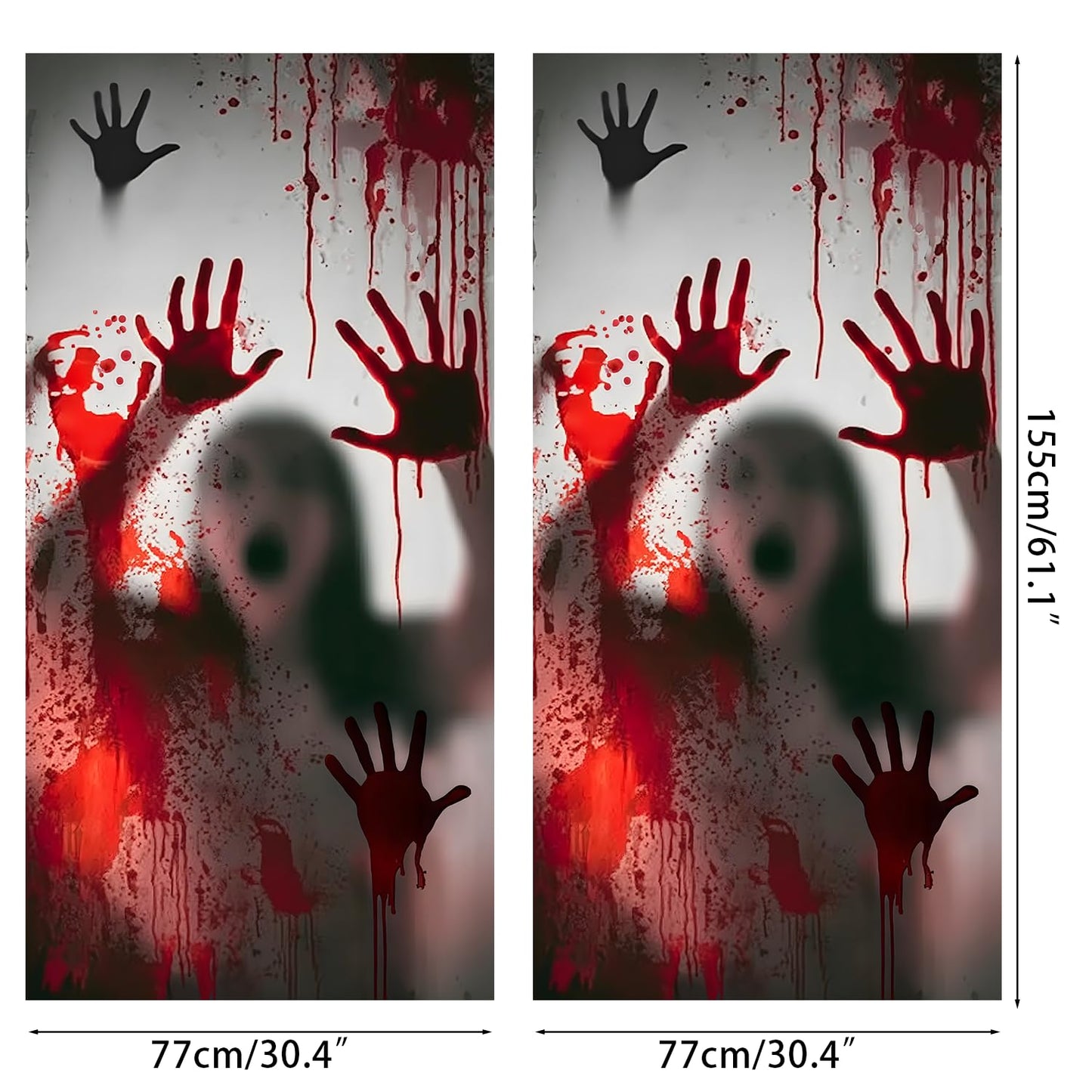 2 pósteres gigantes de Halloween para ventana - Decoración espeluznante para fiestas, casa embrujada, puerta, dormitorio escolar, 152 x 152 cm