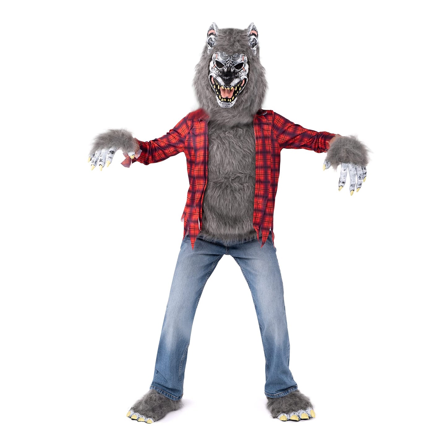 Spooktacular Creations Red Werewolf Halloween Kids Costume with Mask, Gloves and Shoes (Large (10-12 yrs))