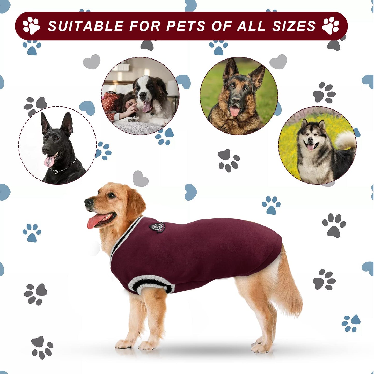 Suéter para Perros Jersey para Perro Abrigos de Invierno para Perros Ropa Cálida para Mascotas Disfraz de Punto Chaqueta Chaleco para Clima Frío Cachorros Gatos Perros Pequeños Medianos Grandes