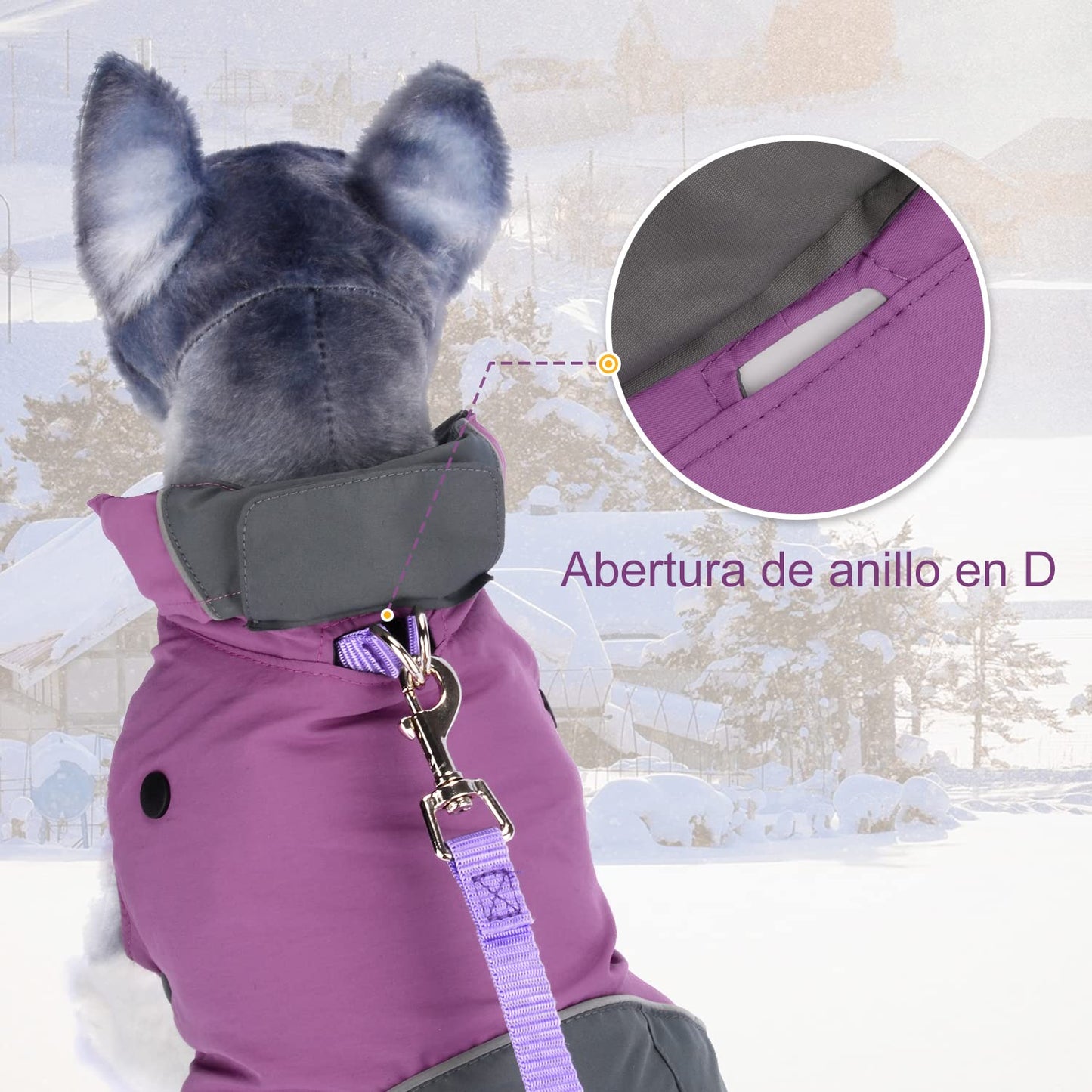 Abrigo Chaqueta de Perro Invierno, Reflectante para Perros Abrigo de Invierno A Prueba de Viento Cálido Al Aire Libre Chaqueta para Perros con Forro Desmontable de Vellón