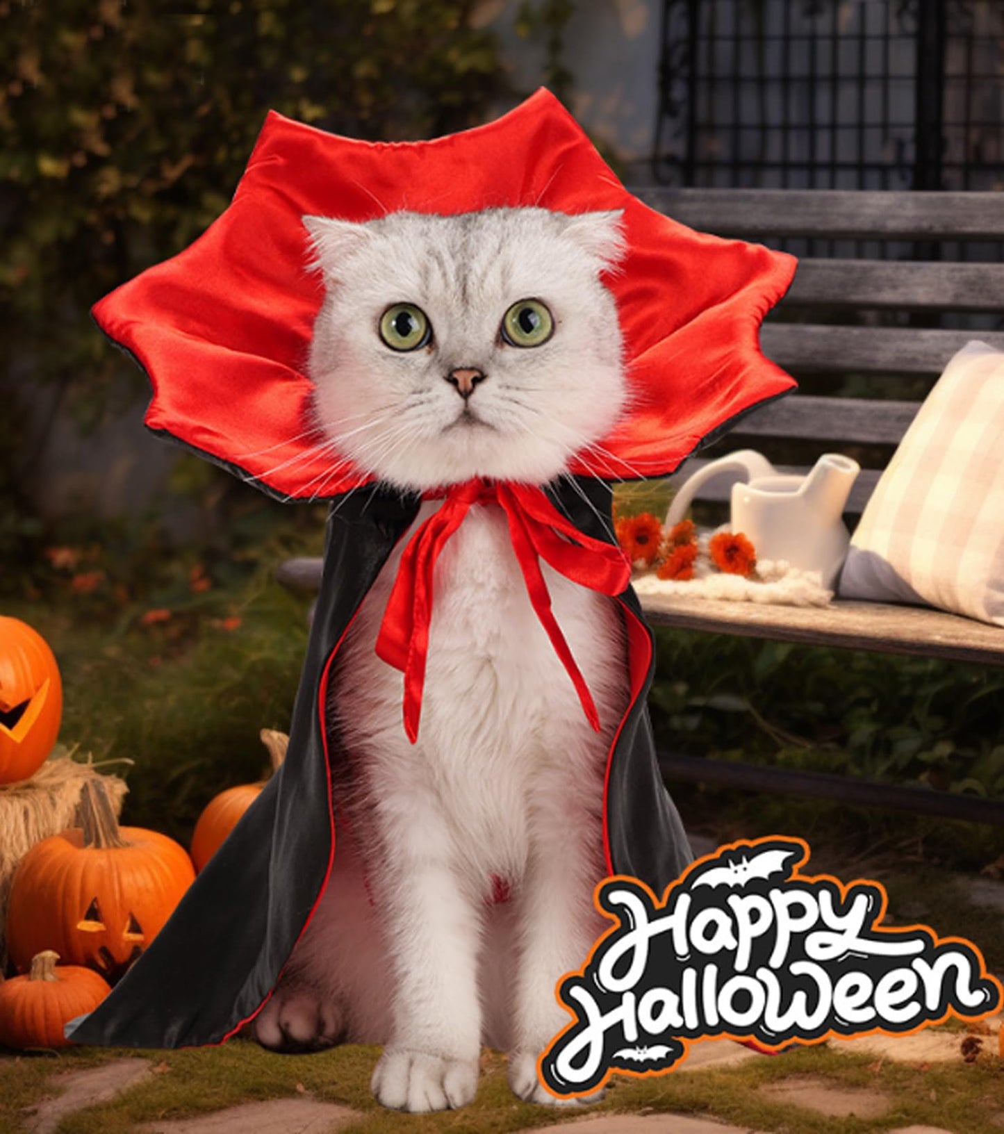 Disfraz de Halloween para Perro Gato, Disfraces de Halloween, Capa de Vampiro para Mascotas, Capa de Vampiro con alas de murciélago de melón, Disfraces de Cosplay para Mascotas (M)