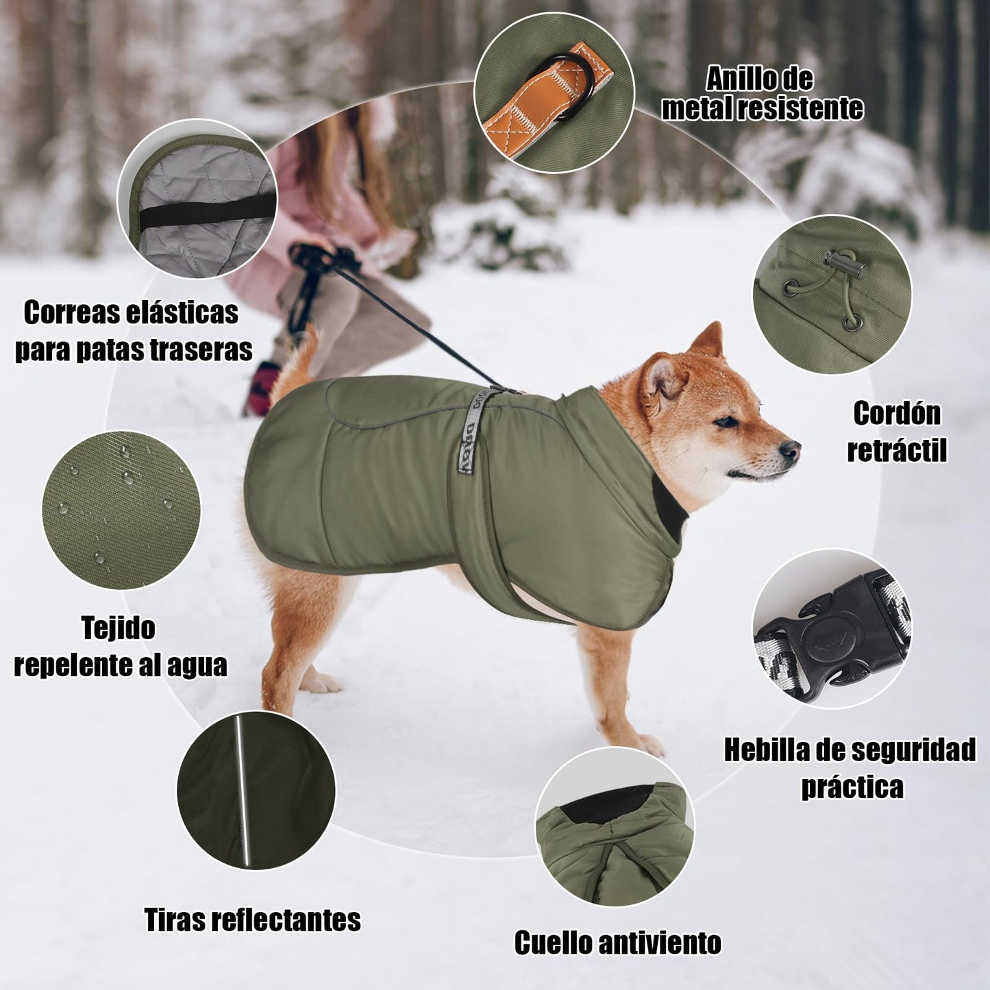 Abrigo de Invierno para Perros Chaqueta a Prueba de Viento Cálido para Perros Medianos Grandes Chaleco Reflectante Ajustable Perro Ropa al Aire Libre para Mascotas