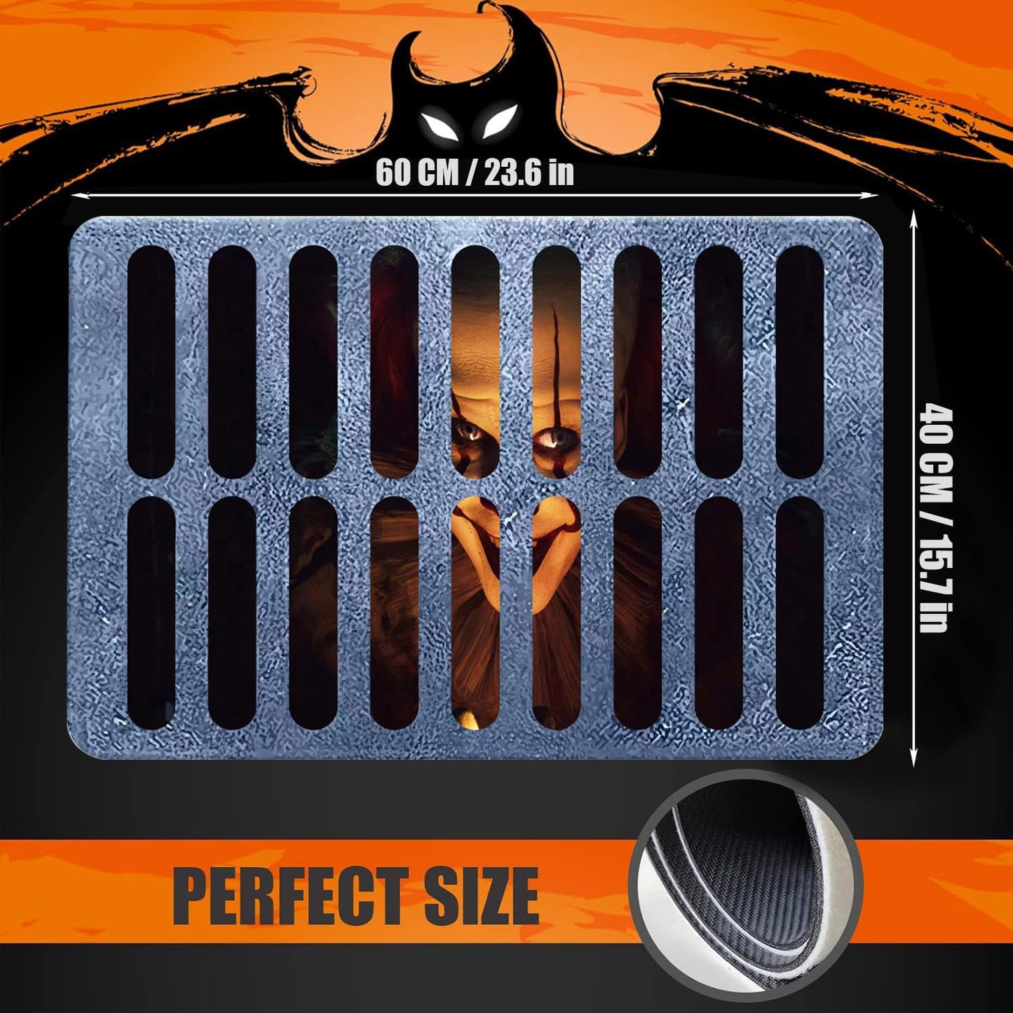 Felpudo de Halloween, Felpudo de Terror Divertido, 3D Terror impresión Halloween Payaso Puerta Mat, para decoración Halloween (A)