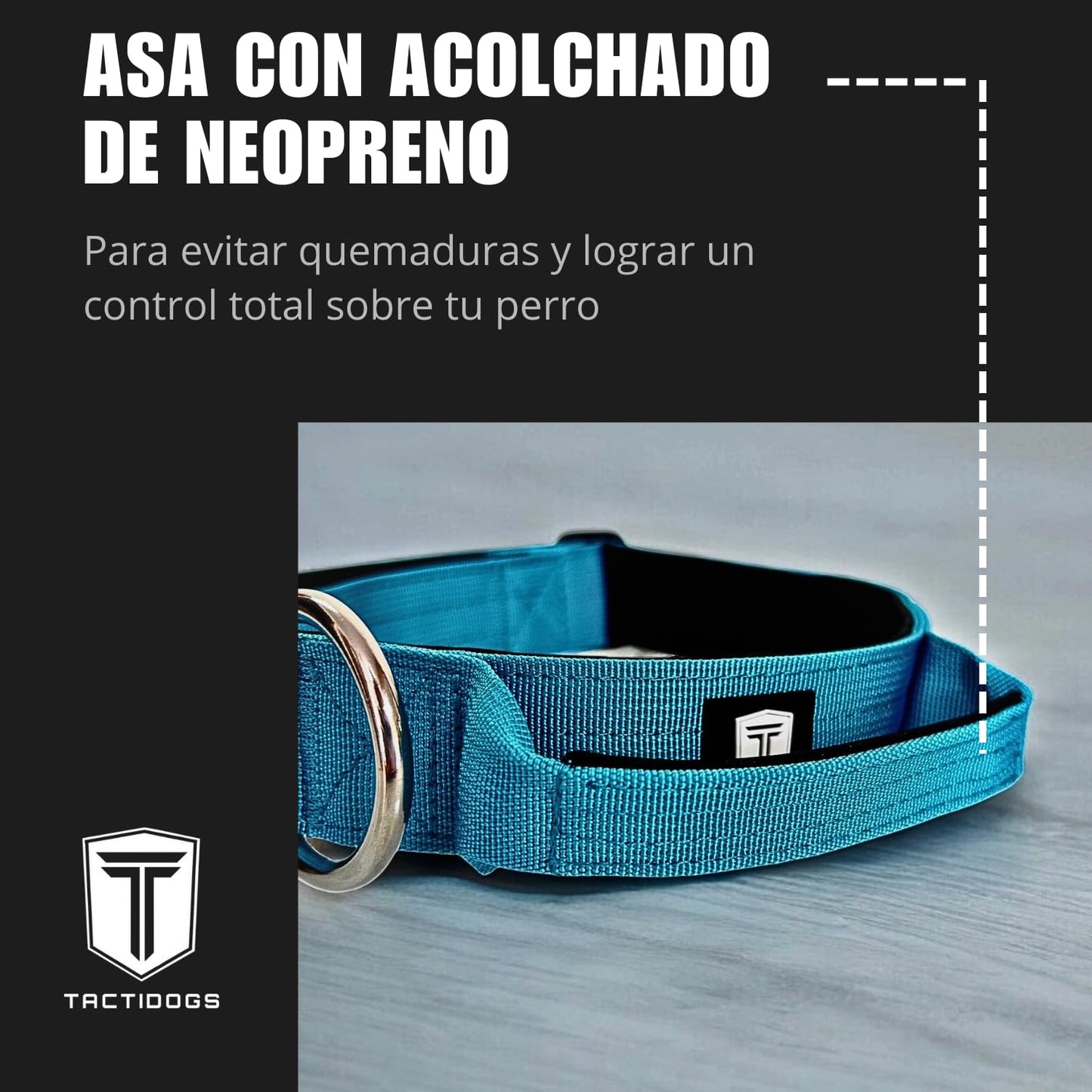 Collar Táctico para Perro Mediano y Grande - Acolchado con asa, Hebilla de Liberación Rápida y Ancho Antiahogamiento - Collar de Entrenamiento para Todo Tipo de Perros - Azul M