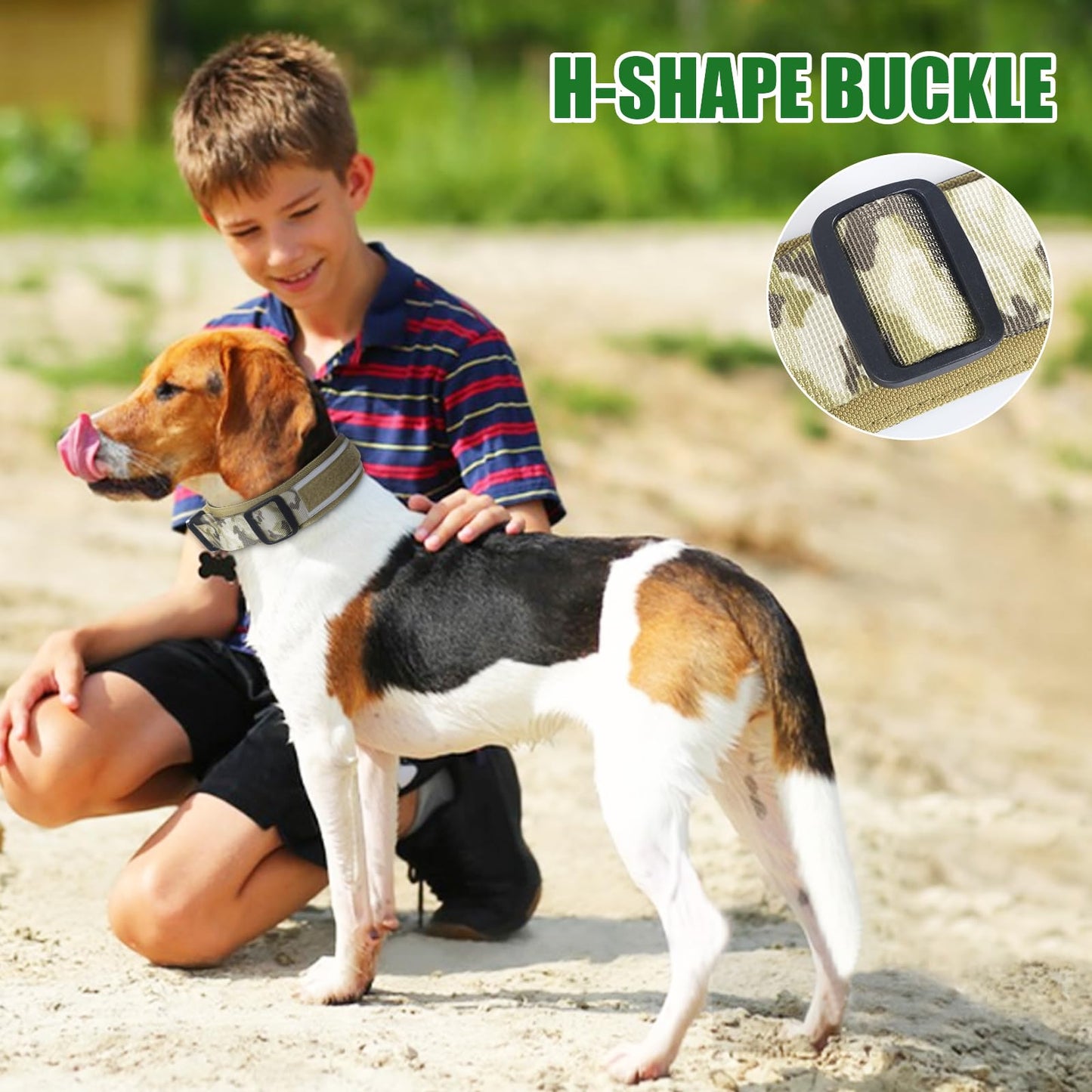 Collar Táctico para Perro Mediano y Grande Acolchado con Hebilla de Metal Liberación Rápida y 5cm Ancho Ajustable Transpirable Resistente Collar para Perros con Reflectante