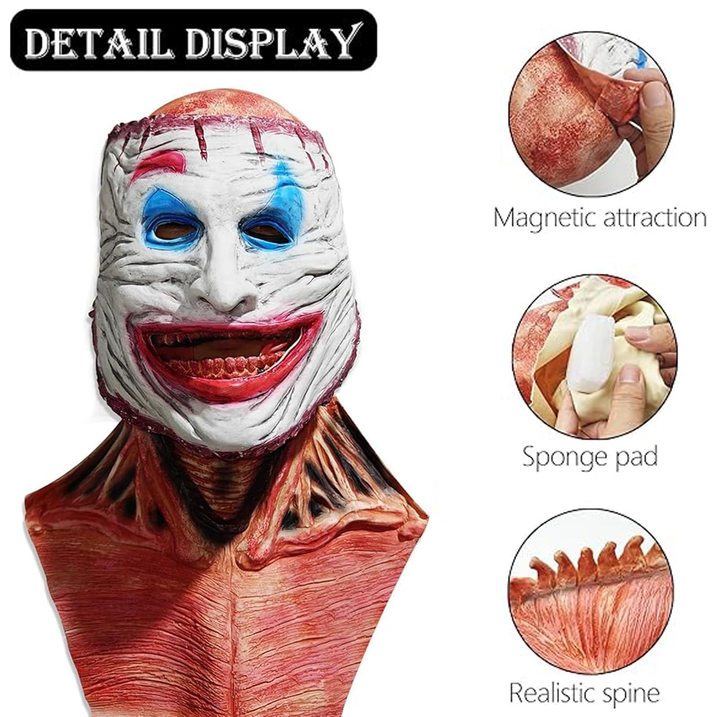 Doble Capa Magnética Terroríficas Máscaras de Halloween, Máscaras de Calavera y Máscaras de Payaso, Realistas y Espeluznantes Máscaras de Látex para Adultos Hombres y Mujeres