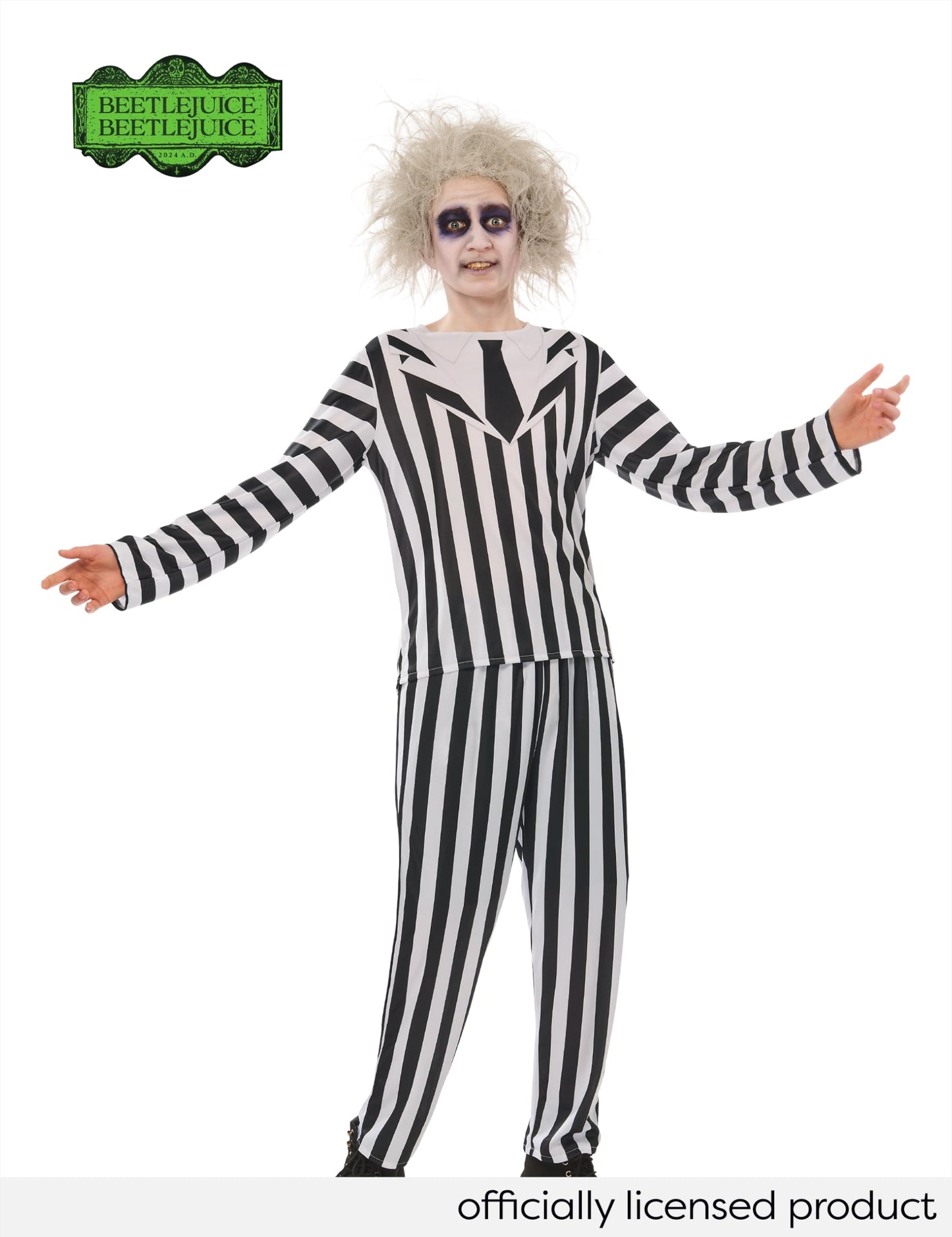 Disfraz Beetlejuice OPP para adulto, Chaqueta y pantalón impreso, Licencia Oficial Beetlejuice para Halloween, cosplay, fiestas y Carnaval