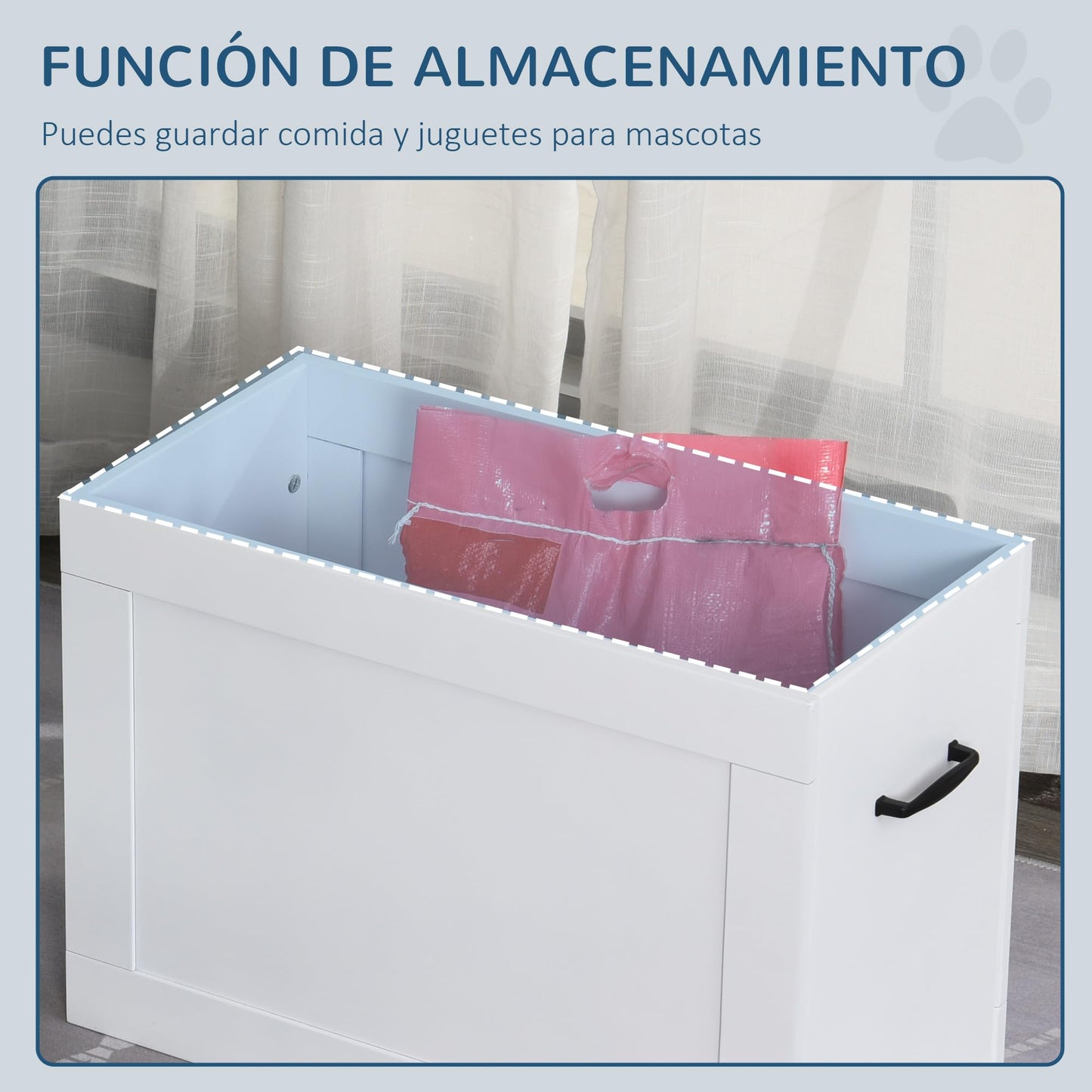 Comedero Perro Elevado con 2 Cuencos de Acero Inoxidable 2x2000 ml Comedero Elevado para Perros Grandes con Tapa Abatible y Almacenamiento Oculto Blanco