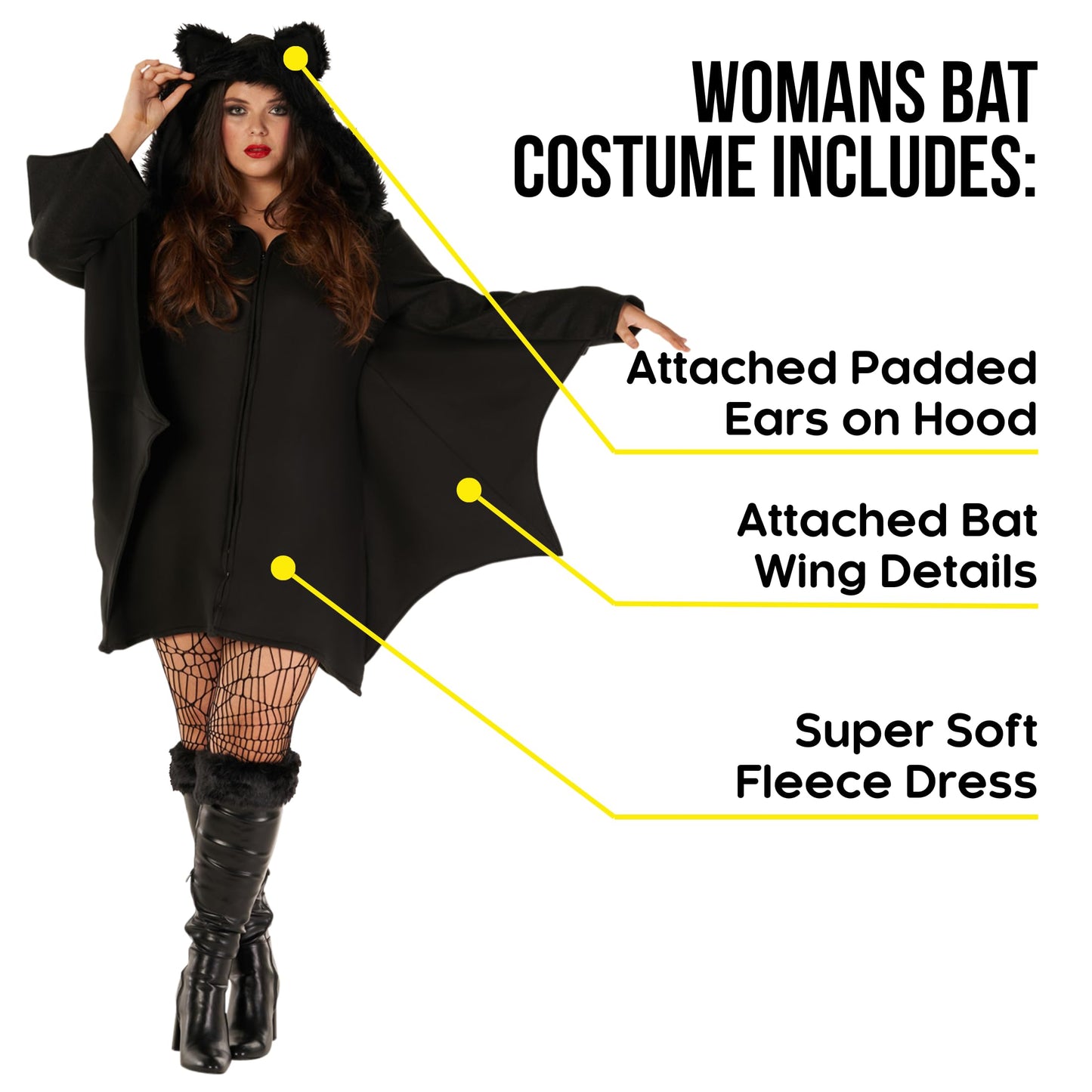 Disfraz de Murciélago para Mujer, Traje de Murciélago para Halloween, Disfraz de Mujer Murciélago, S