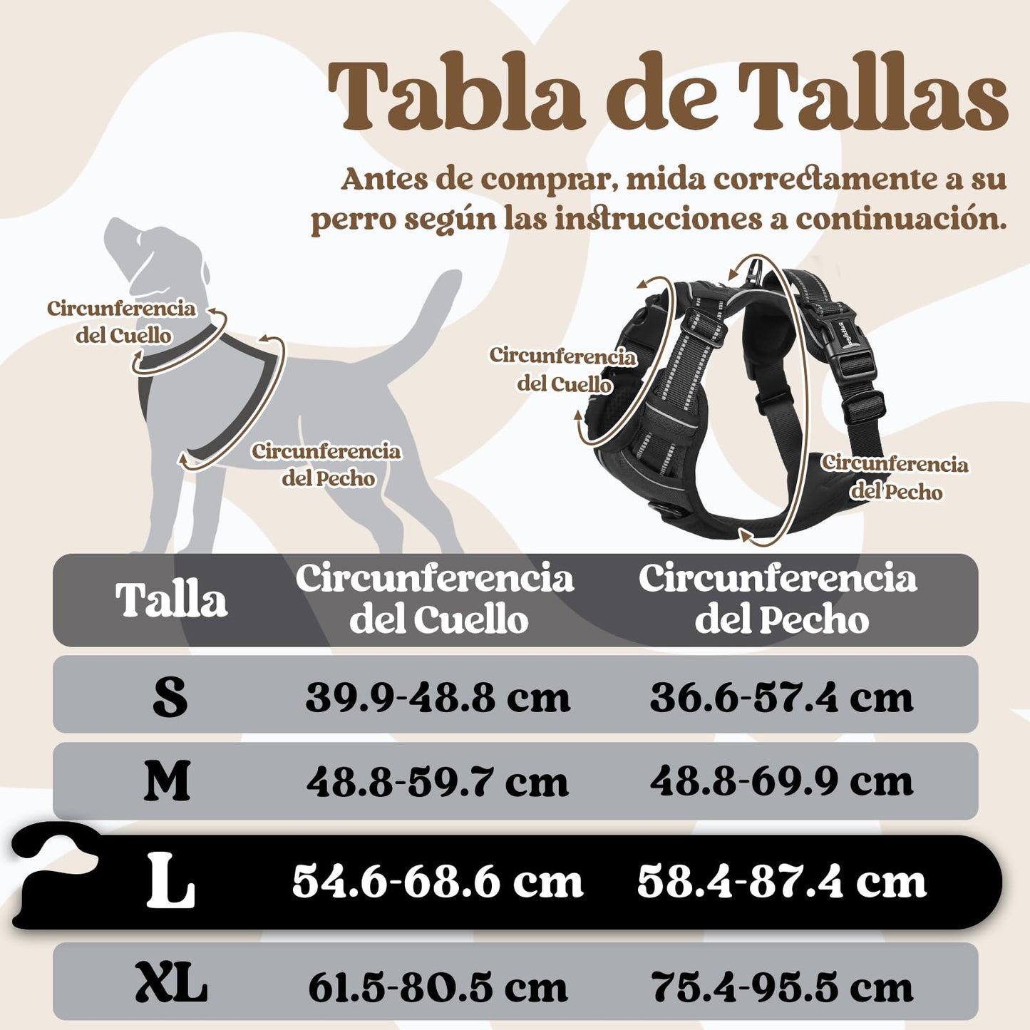 rabbitgoo Arnes Perro Mediano con 3 Hebillas, Liberacion del Cuello, Arnes Perro Ajustable con Asa y Clip Frontal, Arnés Antitirones para Perros Reflectante para Adiestramiento Correr, Negro, L
