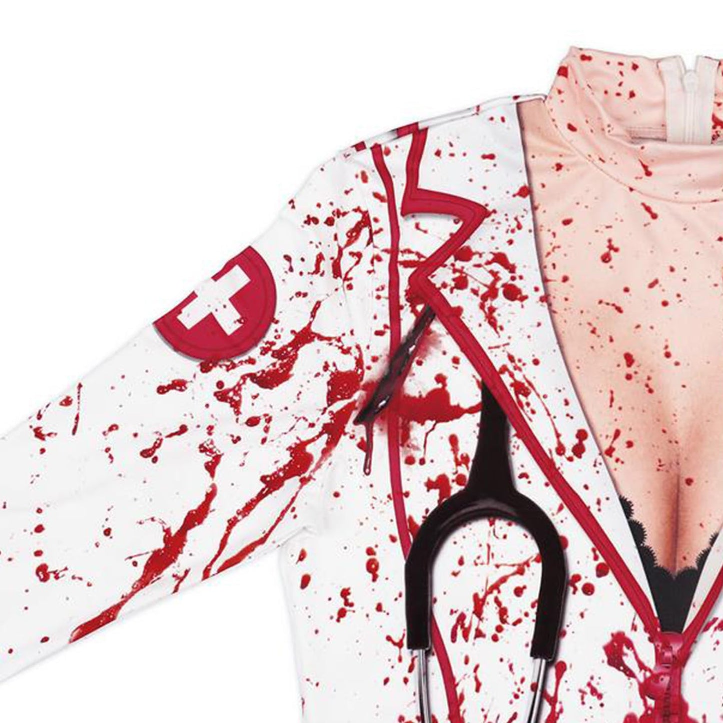 Disfraz de enfermera zombi, vestido, de Halloween, para mujer, blanco, M