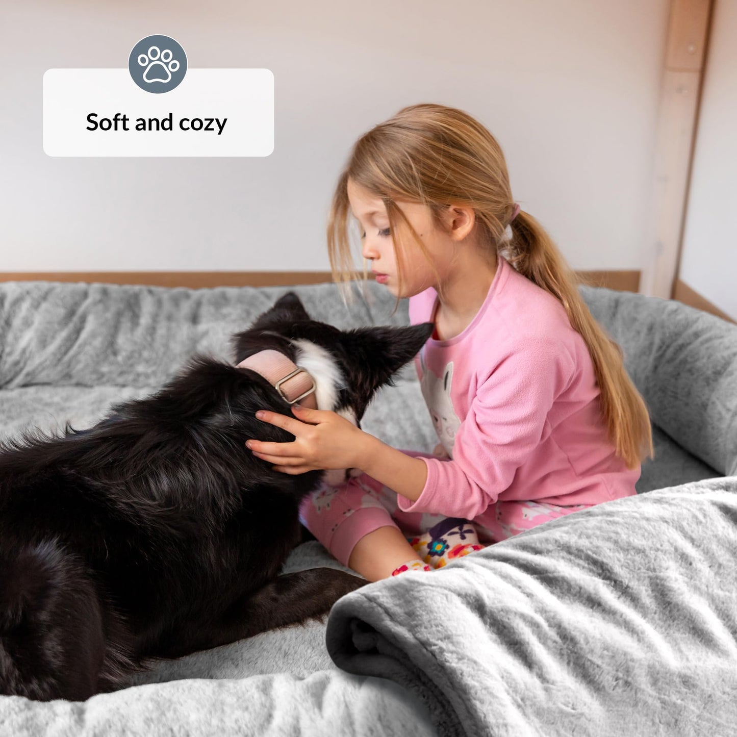 Cama para Humanos y Amigos Peludos | Cama De Perro para Humanos Cálida y Cómoda | Cama Perro Humano De Rosquilla | Manta Incluida y Funda Desmontable | Gris Claro | Human Dog Bed