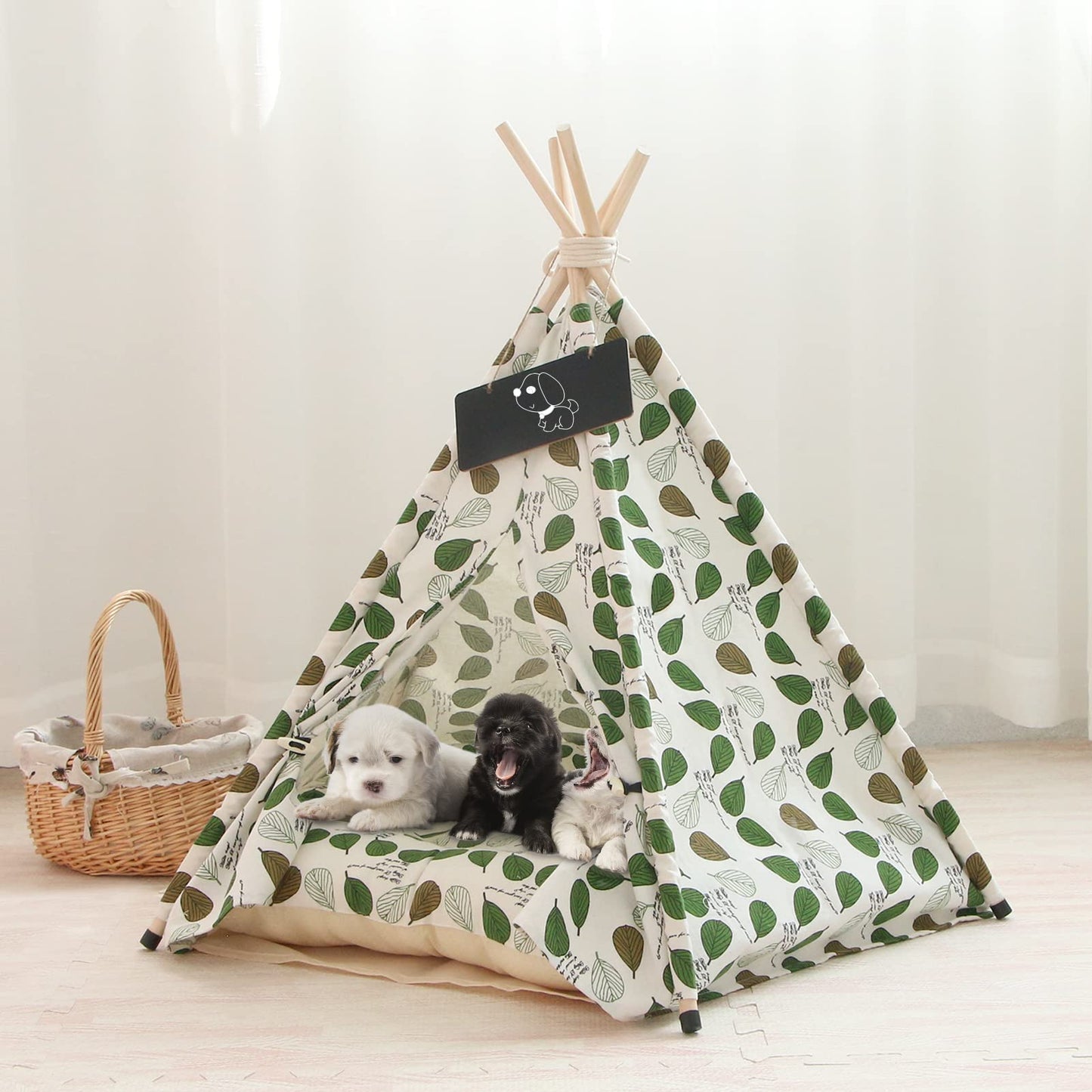 Tienda Tipi para Mascotas para Perros y Gatos,Tipi para Mascotas con Almohada Desmontable y Lavable Plegable,Caseta para Perros,Caseta para Perros
