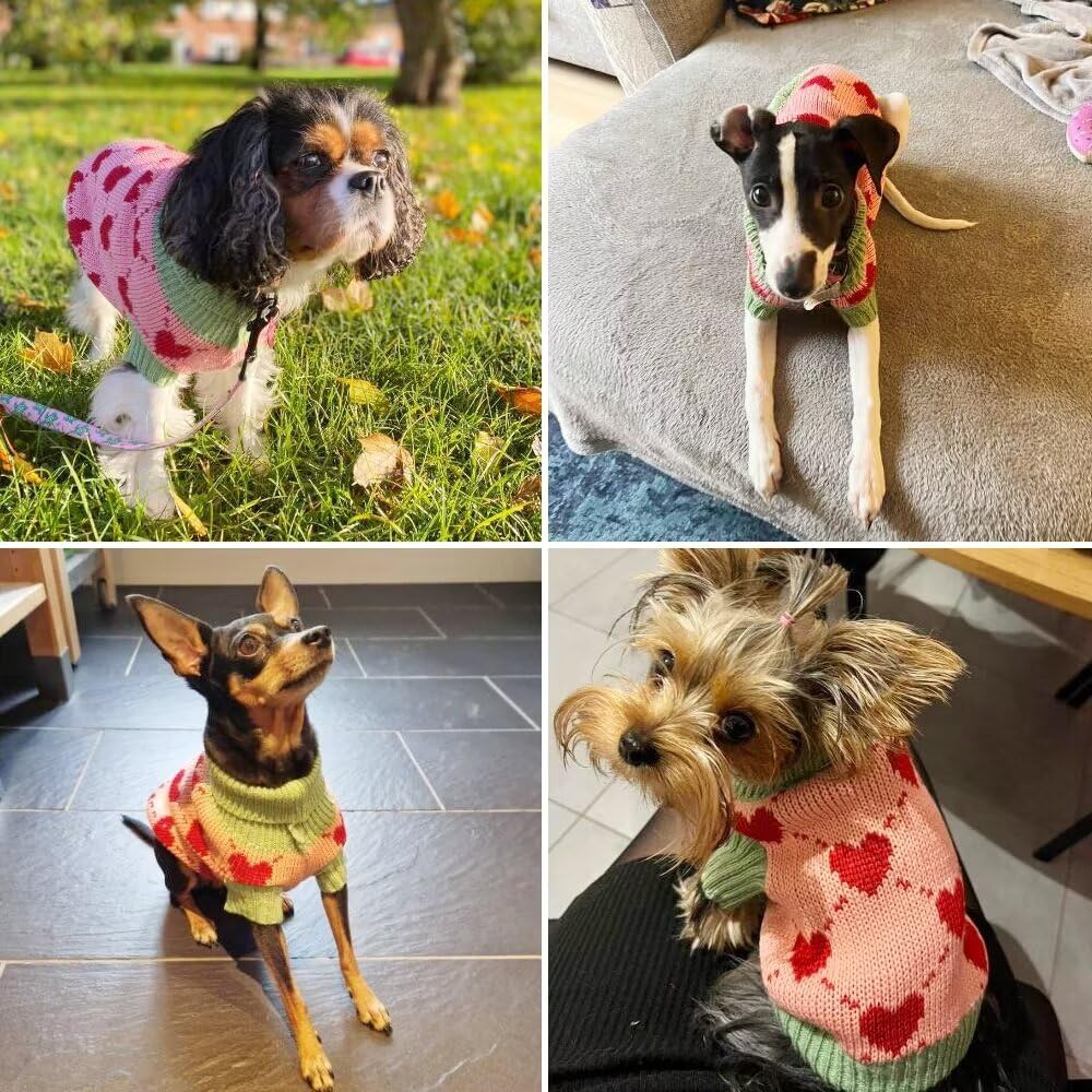 Abrigo Suéter de Punto de Cuello Alto para Perros, Abrigo de Invierno Más Cálido para Cachorros y Gatos (S, Rosa)
