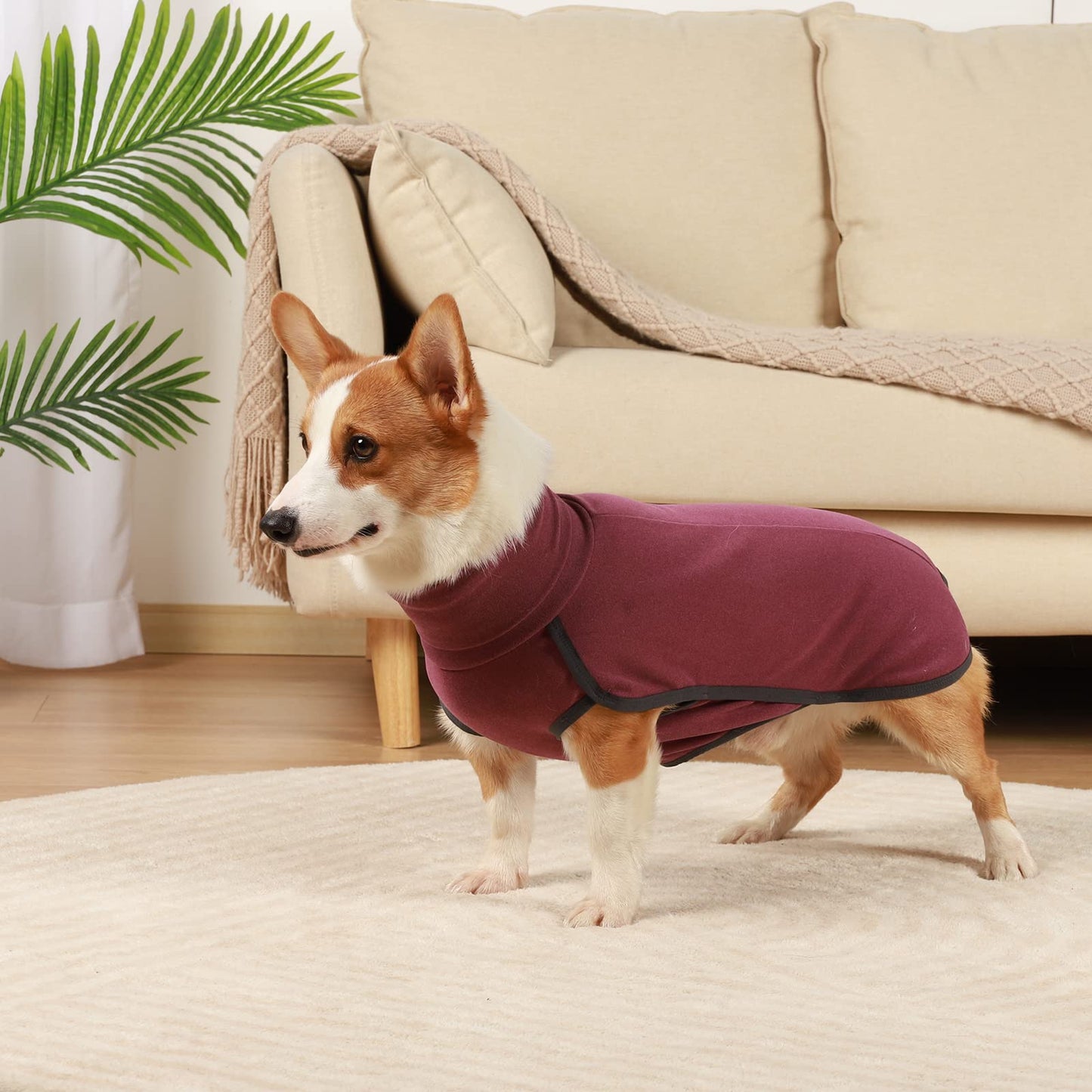 Abrigo Jersey Perro, Disfraz, Ropa para Perros Pequeños y Medianos, Abrigo Suave y Cálido para Perro Grande - Rojo Oscuro L