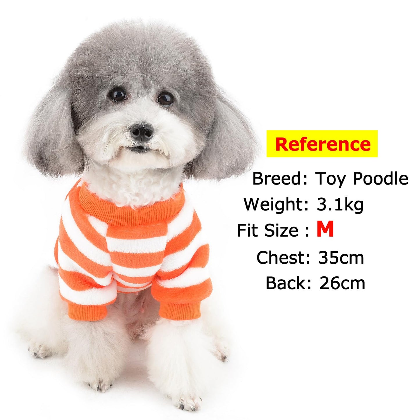 Abrigo Jerséis Invierno para Perro Pequeño Forro Polar Invierno Abrigos Chaquetas para Cachorros a Rayas Supersuave Ropa para Climas Fríos para Mascotas Chihuahua Gatos Perros Niñas Niños Naranja M