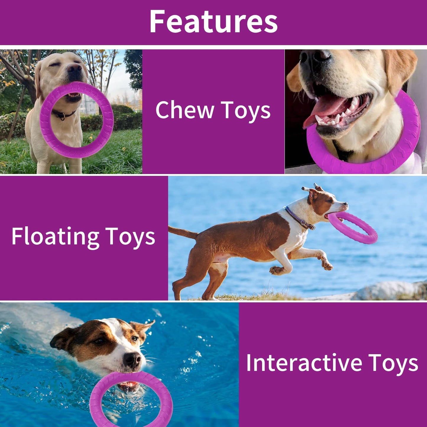 Frisbees para Perros Flotador para Perros Interactivo Duradero Anillo de Fitness para Perros Ejercicio Equipos de Agilidad para Perros para Perros Pequeños Medianos y Grandes