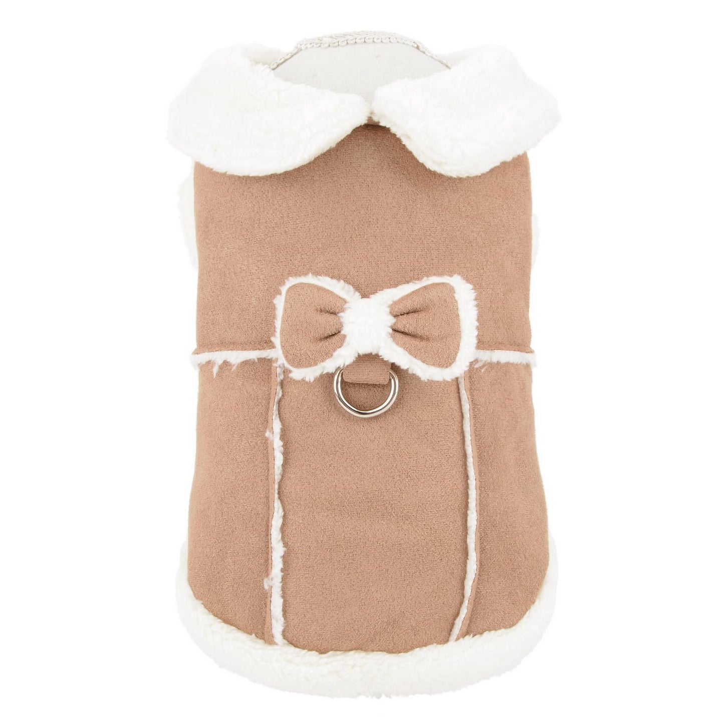 Abrigo de forro polar para perro pequeño, chaqueta con arnés para mascotas con lazo y anillo en D, chaleco suave para otoño e invierno con cuello mullido, ropa de gato chihuahua