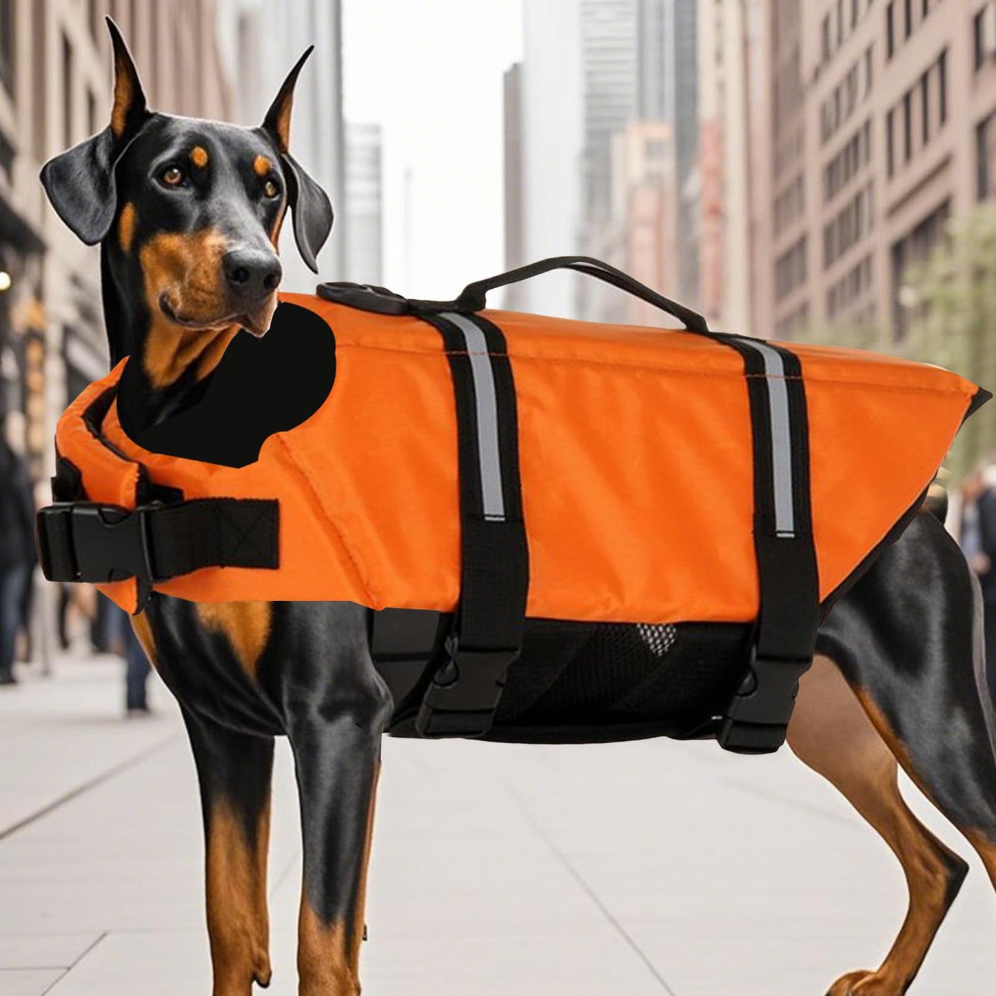Chaleco de natación para perro, chaleco de flotación para perro, reflectante, transpirable, ajustable, arnés flotante para piscina, kayak, rafting, lago
