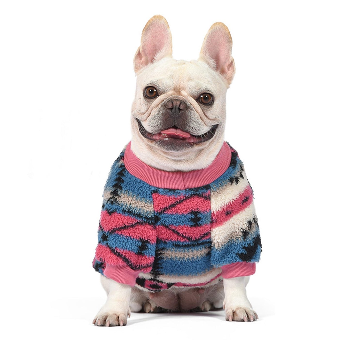 Abrigo Jersey de Forro Polar para Perros Pequeños, Suéter de Invierno Étnico Bohemio, Suave y Cálido, Ropa Térmica para Cachorros (Rosa, M)