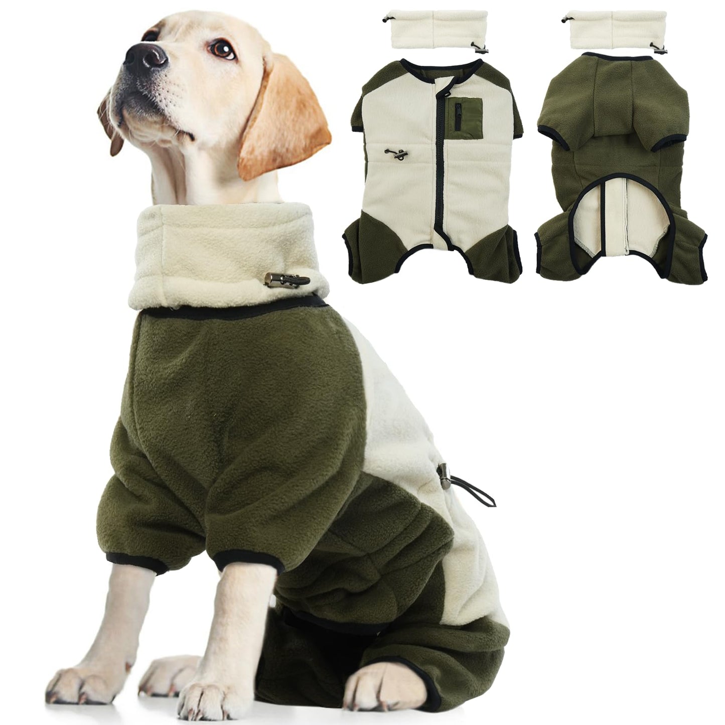Abrigo Jerséis para Perros, Chaqueta Cálida Forro Polar Pijamas Perros Abrigos de Invierno Perros Pequeño Suéter Cálidos para Perros Pullover Cortavientos para Mascotas Interiores y Exteriores(Beige, L)