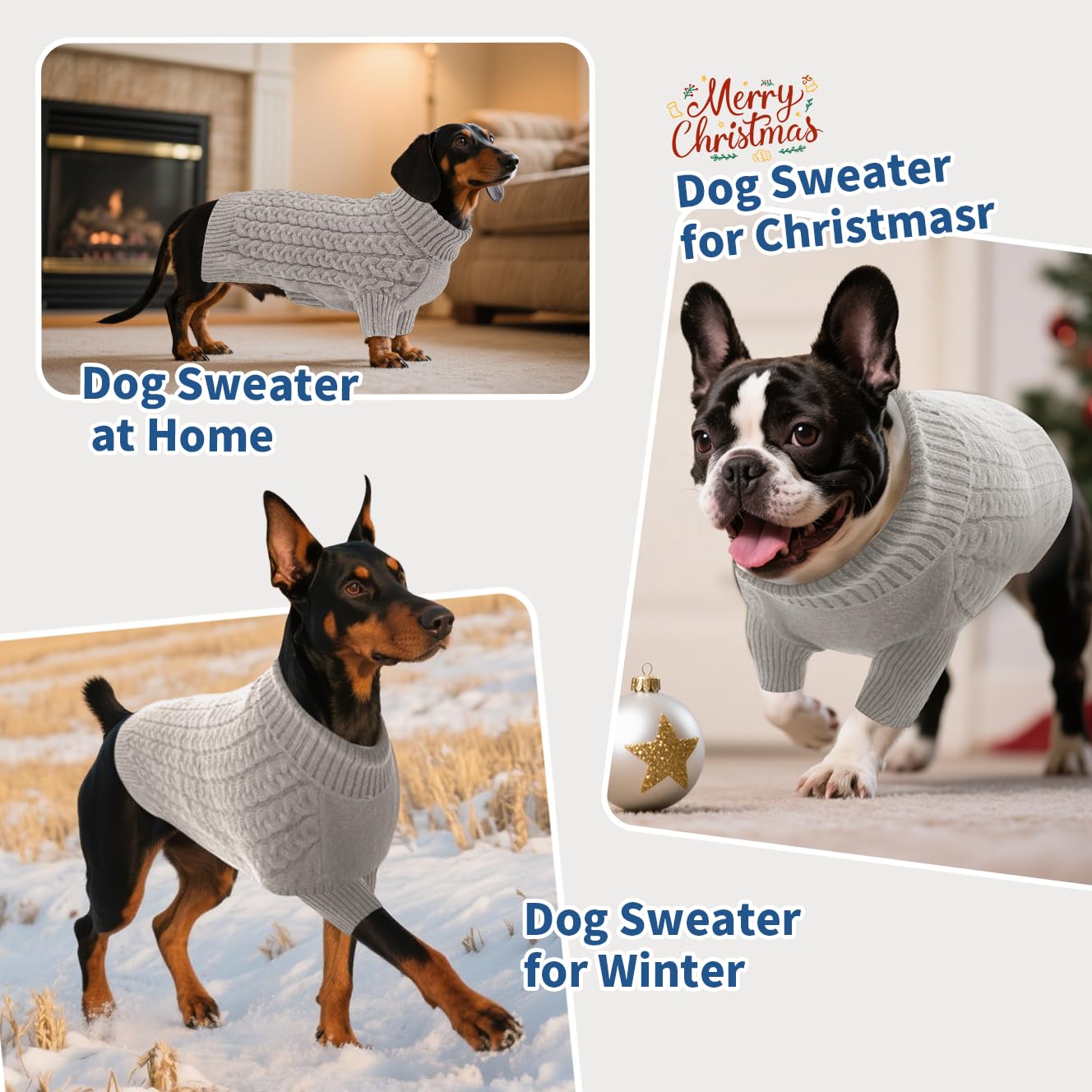 Abrigo Jersey para Perros Pequeño XS,Jersey de Punto Lavable con Cuello Alto, Suéter para Perros Gato Cálido Ropa de Invierno,Abrigo para Mascotas para Bulldog Frances,Chihuahua,Teckel