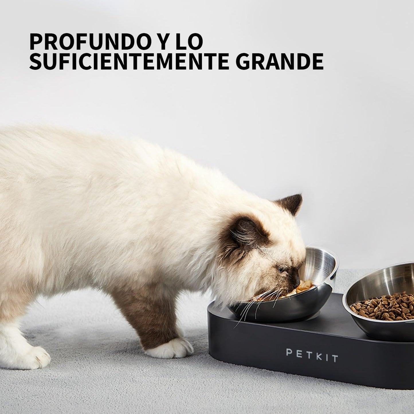 PETKIT CYBERTAIL Cuenco Elevado e Inclinado de Acero Inoxidable, Cuenco de alimentación Antideslizante sin derrames, para Gatos y Perros pequeños