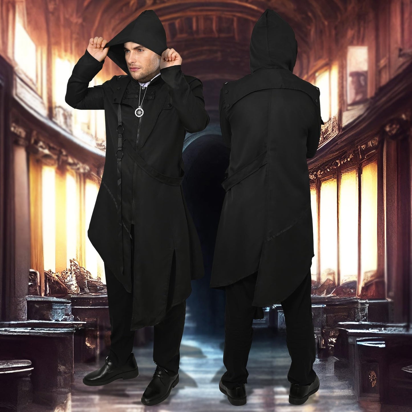 Disfraz steampunk vintage para hombre, uniforme gótico victoriano, disfraz de Halloween (S)