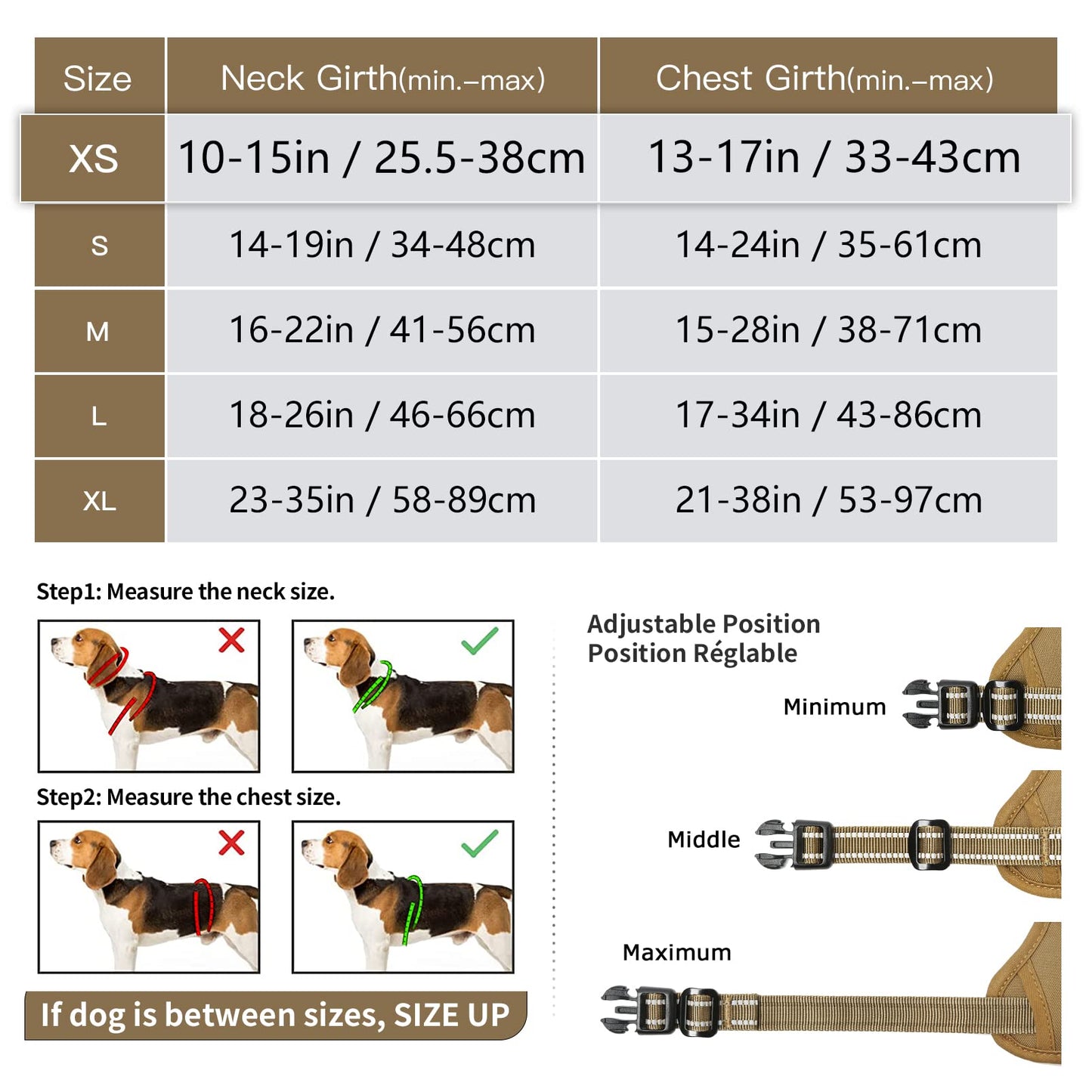 Arnes para Perro Arnes Anti Tirones Transpirable con Agarre Acolchado Arnés para Perros Reflectantes Ajustable Arnes Tipo Chaleco Acolchado Arnés para Perro Pequeños, Caqui, XS