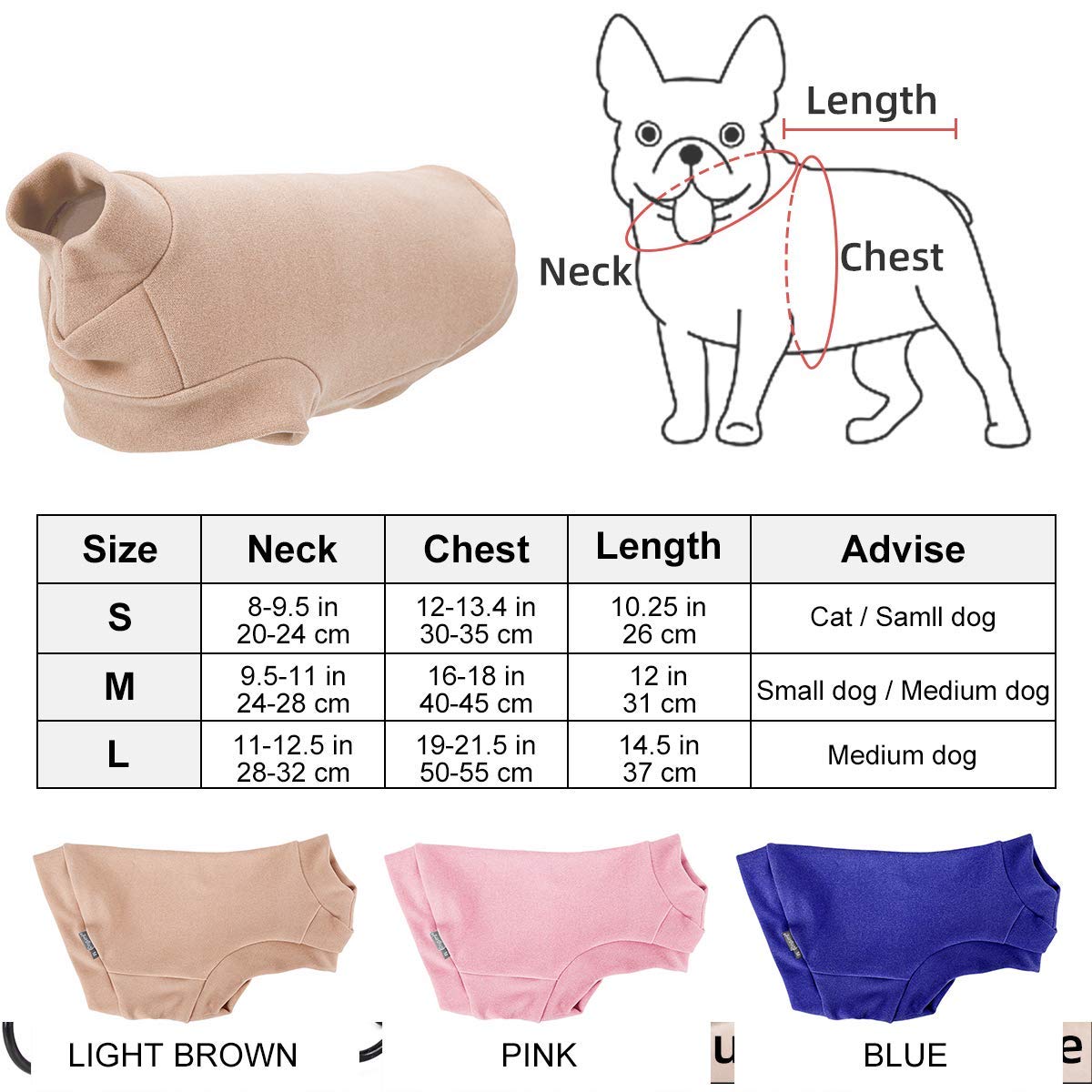 Abrigo Jersey para Perro Pequeño- Ropa para Perros y Gato Chaleco Suéter para Invierno para Perro Mascotas pequeño y medianos L Beige