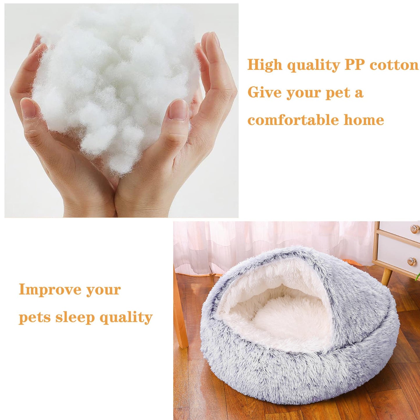 Cama de felpa calmante para gatos y perros en forma de dónut. Cojín cálido y suave con cómoda esponja, parte inferior antideslizante. Para mascotas pequeñas y medianas, para interiores (65 cm, gris)