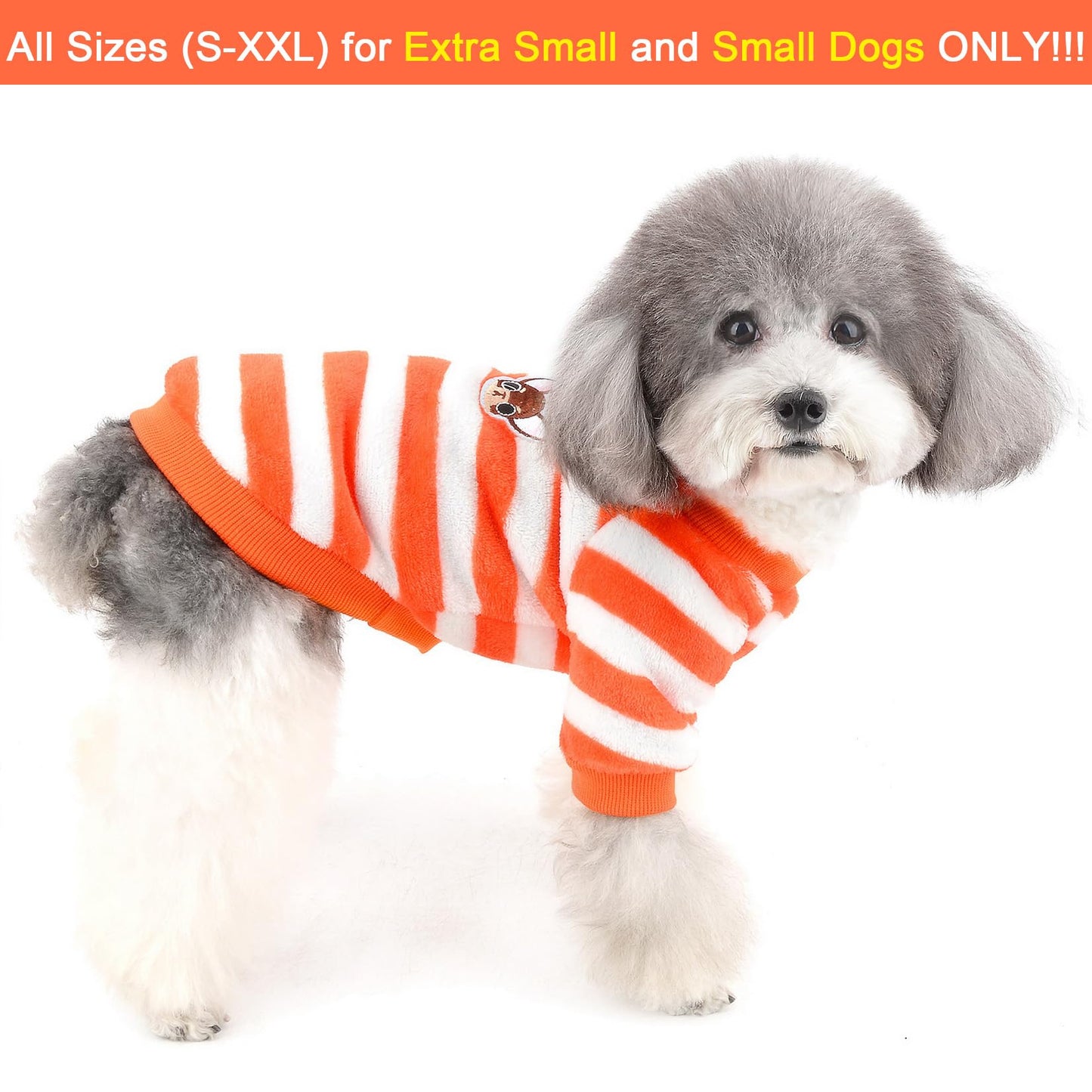 Abrigo Jerséis Invierno para Perro Pequeño Forro Polar Invierno Abrigos Chaquetas para Cachorros a Rayas Supersuave Ropa para Climas Fríos para Mascotas Chihuahua Gatos Perros Niñas Niños Naranja M