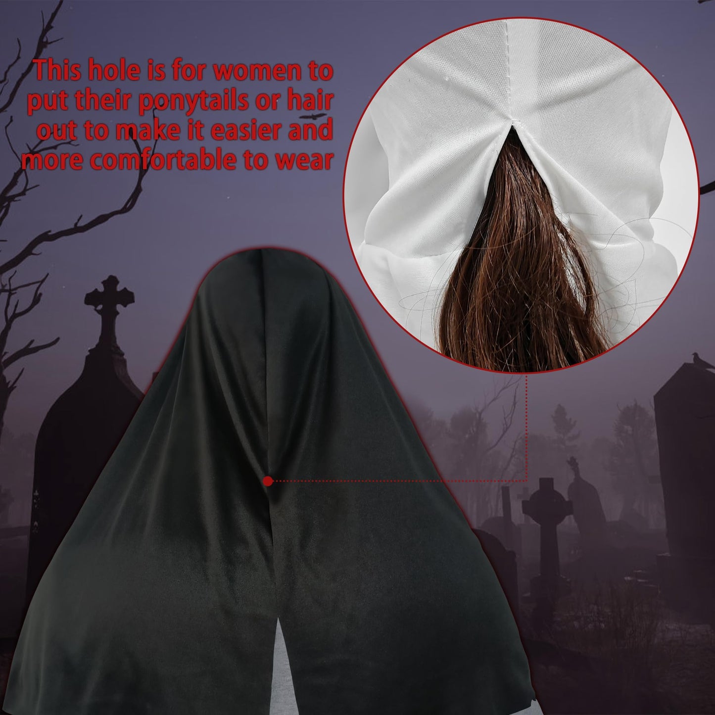 Disfraz Orgoue Máscara de Monja Aterradora para Halloween - Disfraz de Látex Espeluznante para Mujeres y Adultos - Cosplay