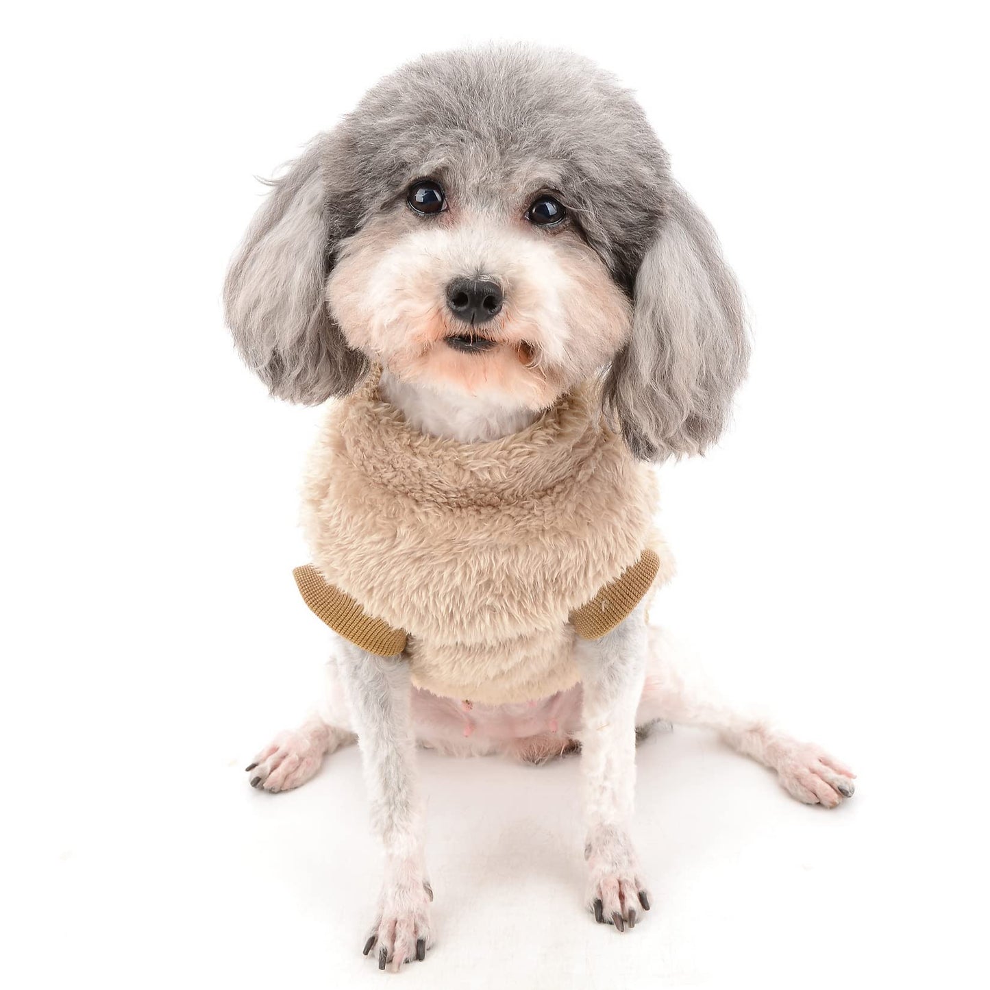 Abrigo Chaqueta para Perros Pequeños Invierno Ropa de Forro Polar Cálida Suave Mullida Jerséis para Cachorros con Anillo en D para Arnés Correa Ropa para Mascotas Chihuahua Gatos Marrón L