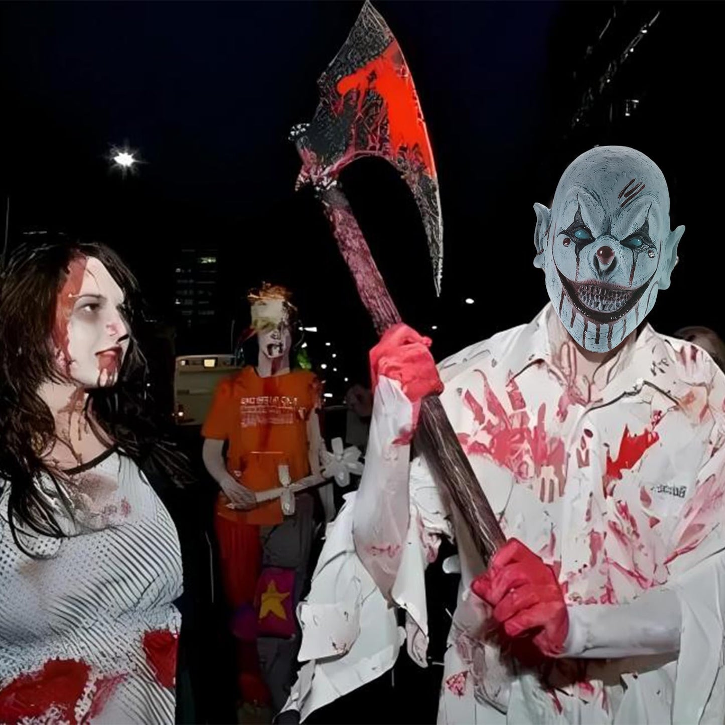 Disfraz Máscara de Payaso de Terror para Halloween - Máscara Espeluznante de Látex para Fiesta, Accesorio de Disfraz Aterrador para Adultos y Adolescentes