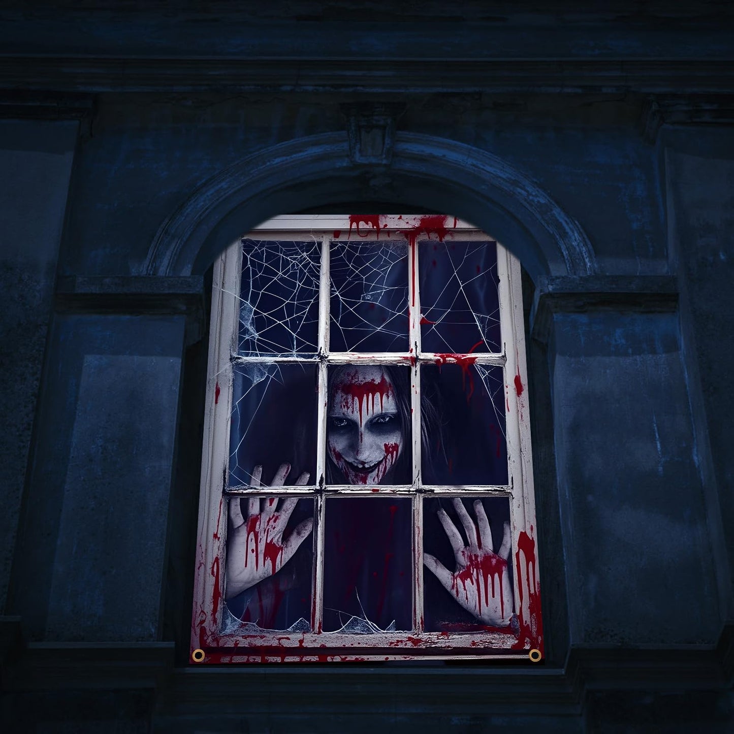Decoracion Miedo Pancarta Halloween para Puerta Exterior Pared Casa Embrujada Decoración Halloween Espeluznante Fantasma Zombi Pancarta de Fondo de Terror Pósteres Accesorios Casa