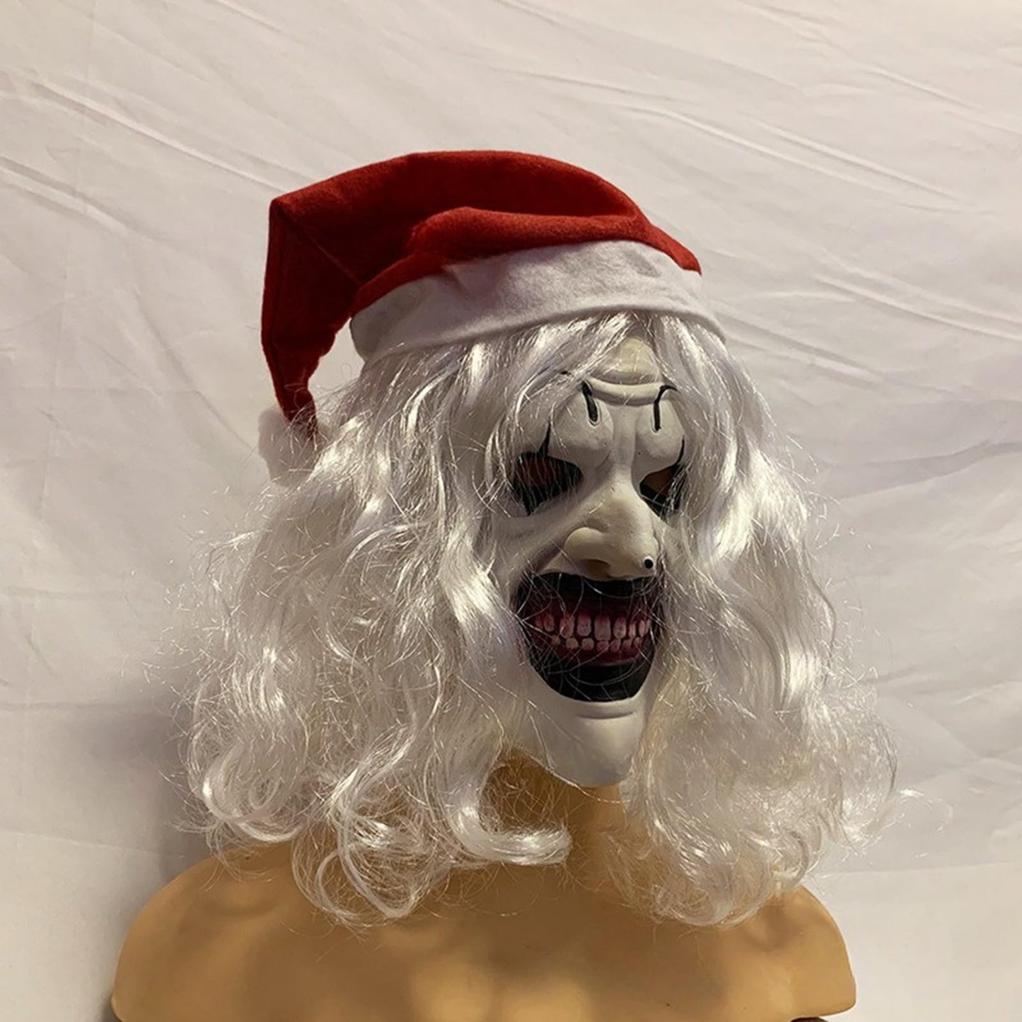 Funjoyz Máscara de Halloween y Navidad - Látex de Clown, Papá Noel, Monstruo de Pelo Blanco - Terror, Carnaval, Cosplay, Mascarada