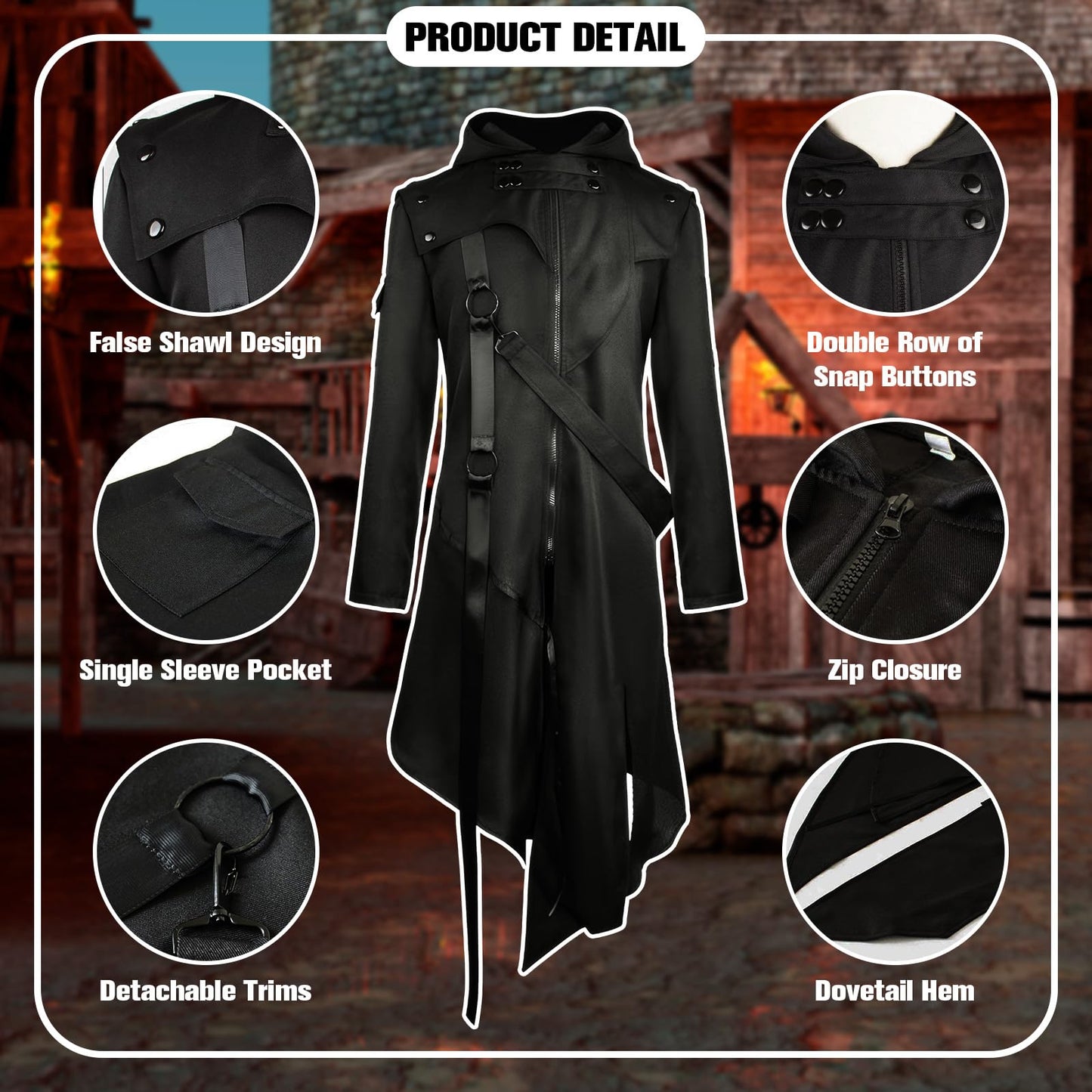 Disfraz steampunk vintage para hombre, uniforme gótico victoriano, disfraz de Halloween (S)